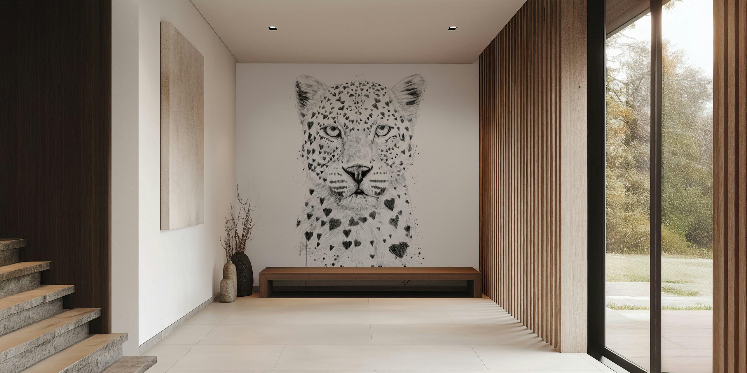 Lovely leopard tapetdesign i ett rum