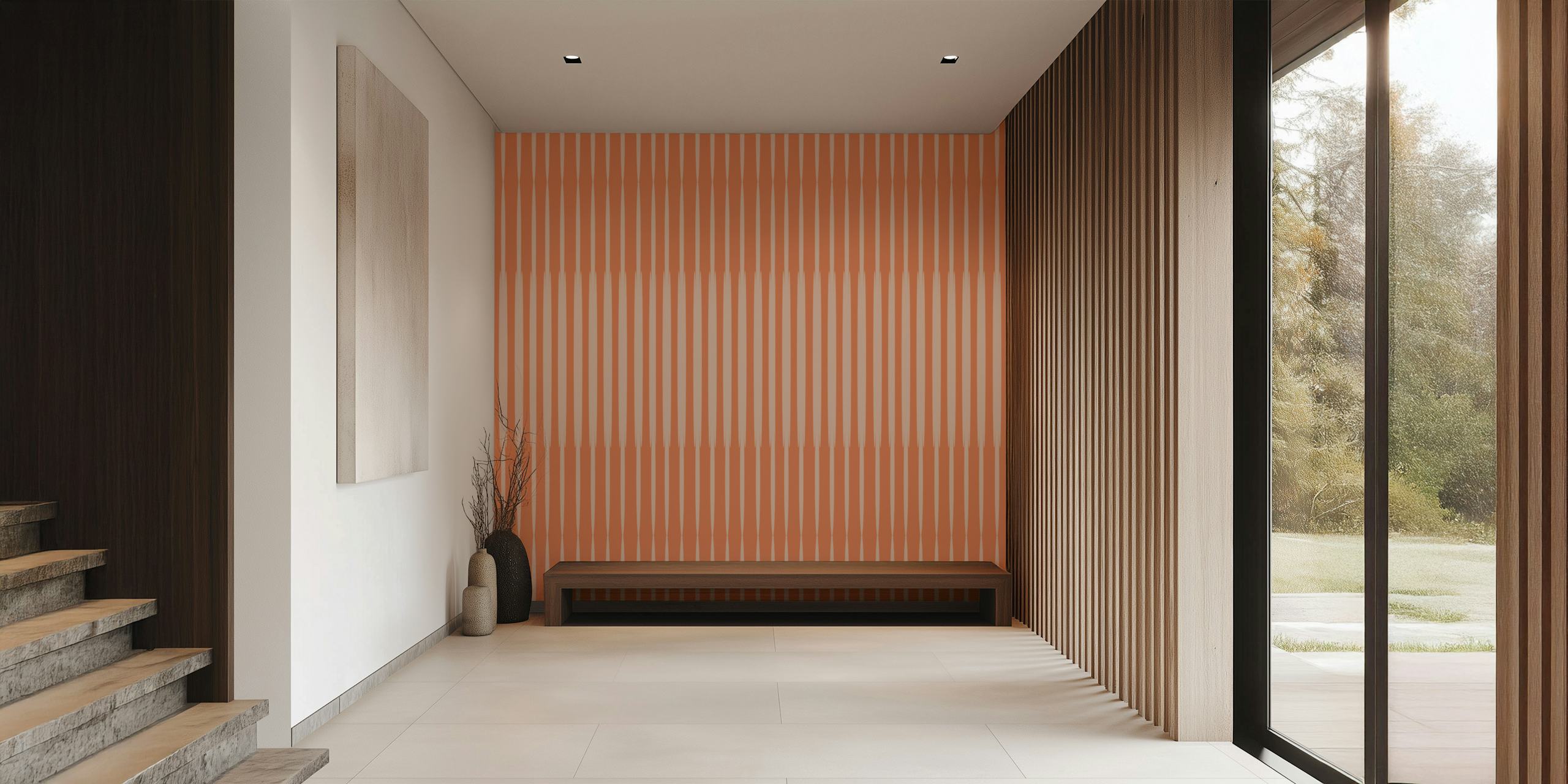 Japanes Minimalist Warm Colors wallpaper in a room
