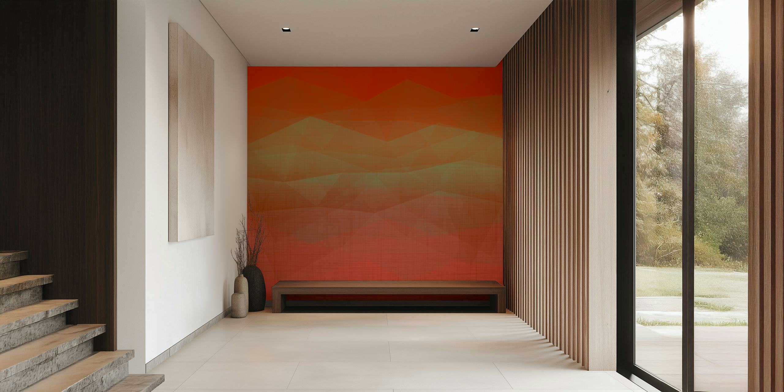 Orange gradient geometric wallpaper with soft angles