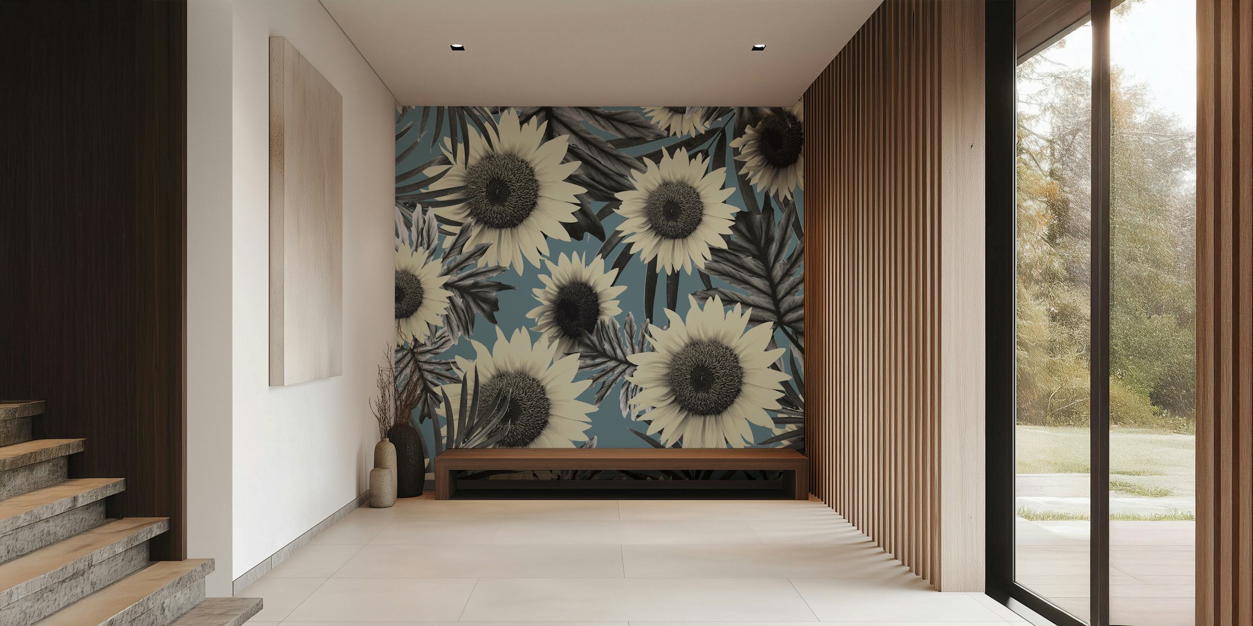 Tropical Sunflower Jungle tapet i et rum