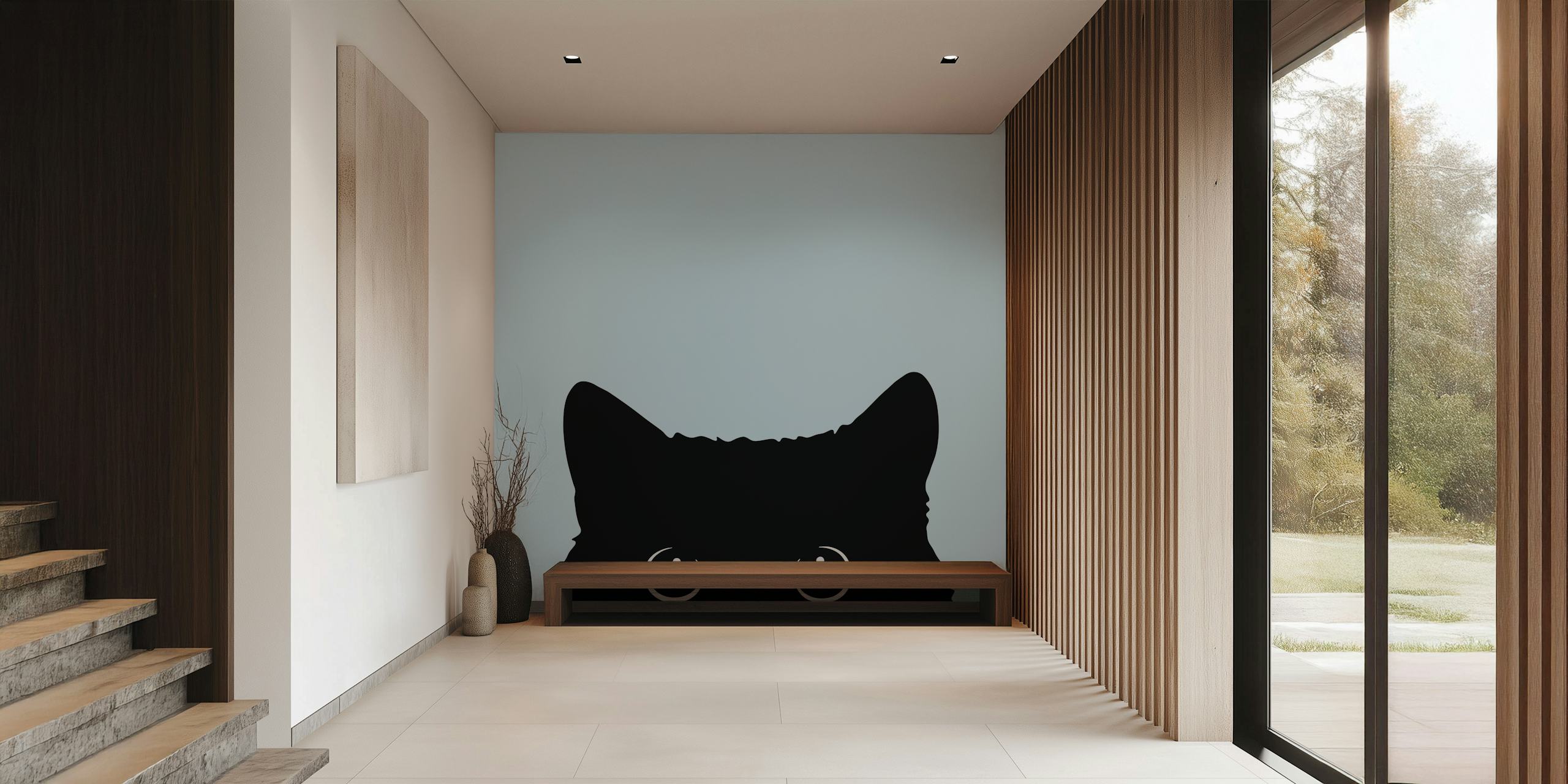 Black cat wallpaper design in a room