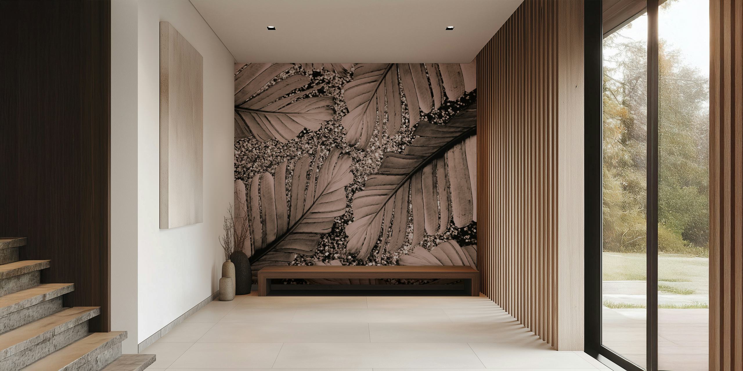 Banana leaves with glitter background wallpaper