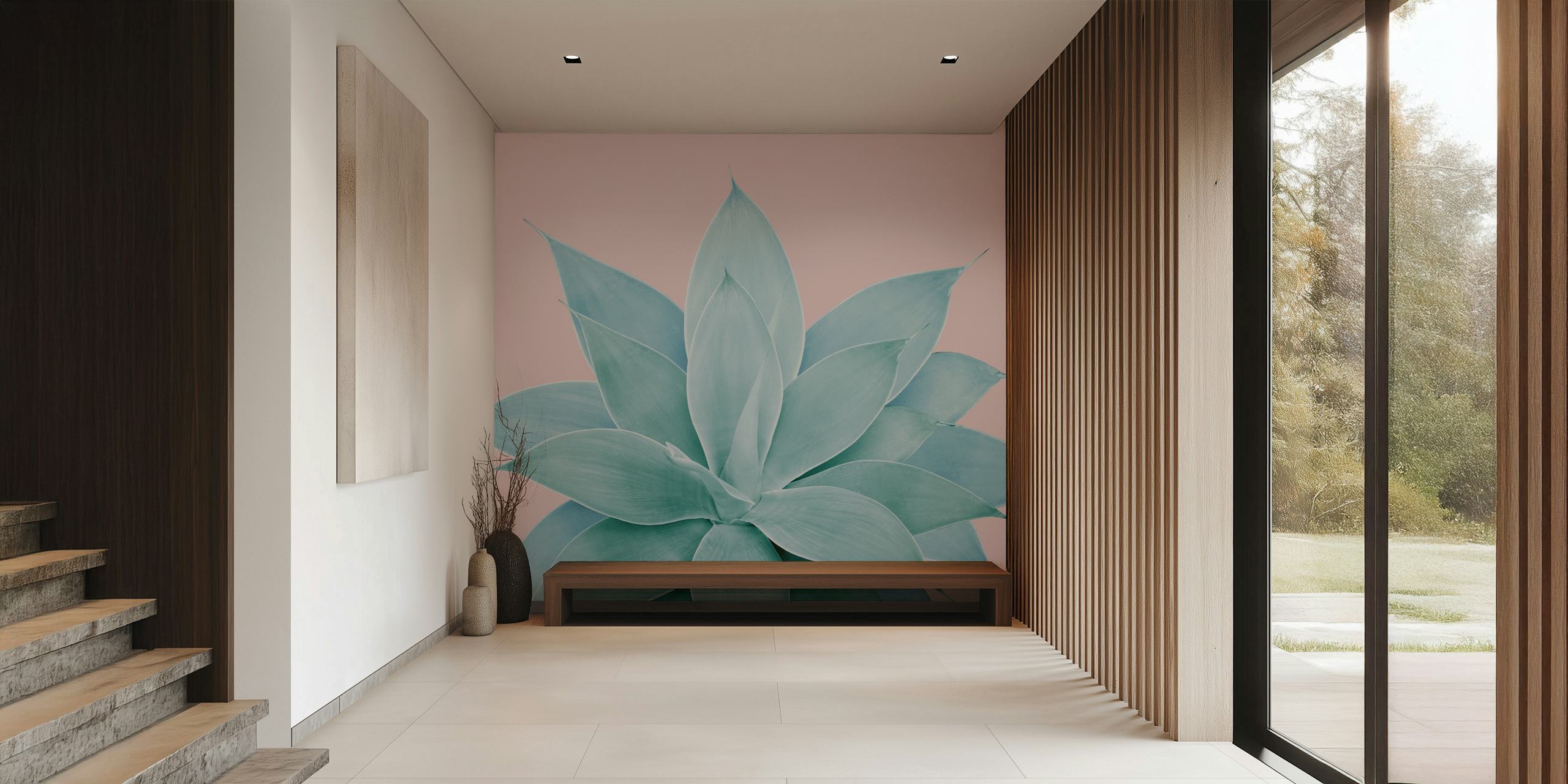Tapeta Blush Agave 2 v pokojovém uspořádání