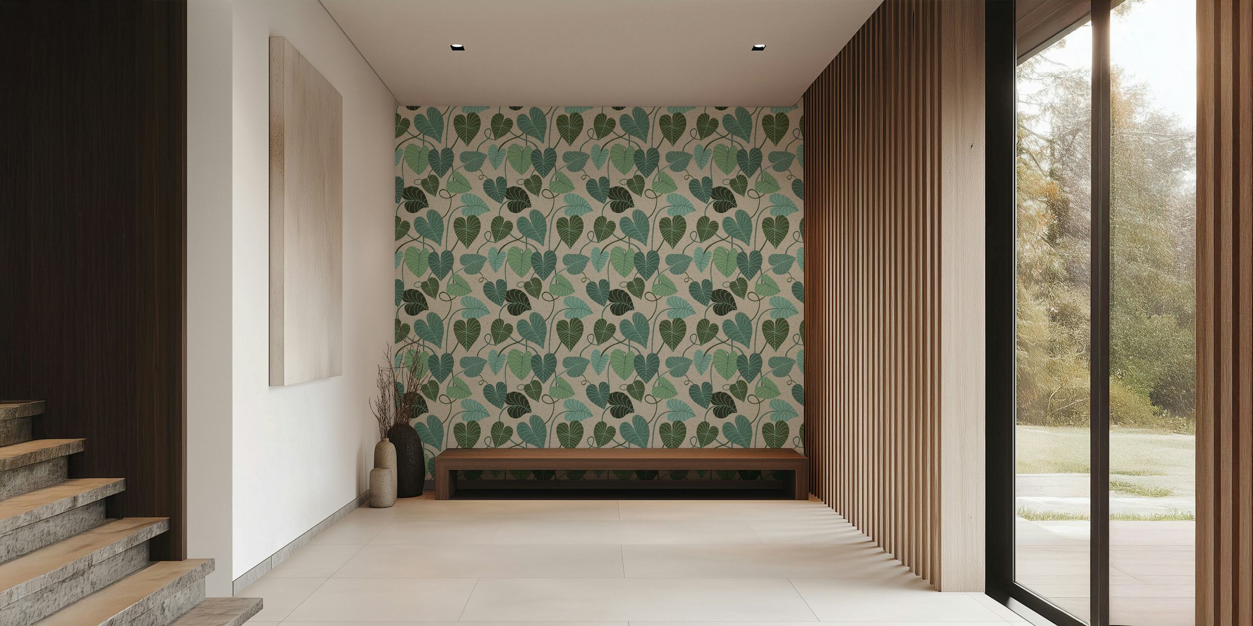 Small Leaf wallpaper design in a room