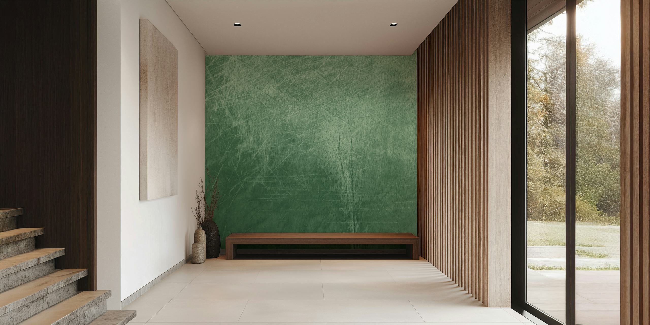 Grunge Plaster green wallpaper in a room