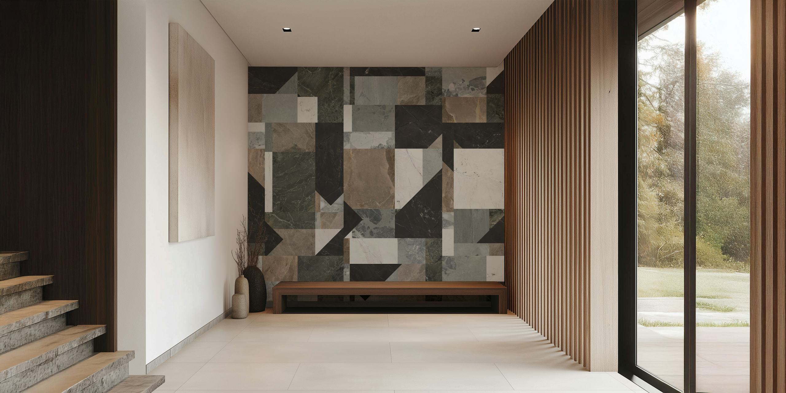 Papel pintado Elegant Marble Patchwork en una habitación