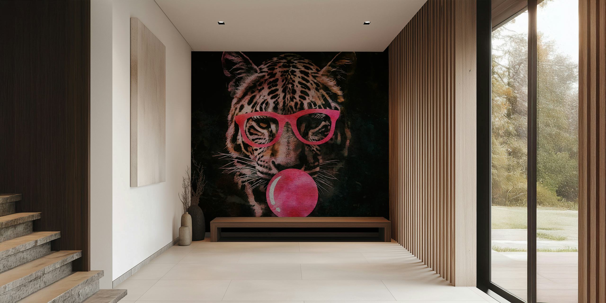 Jungle beast design wallpaper in a room