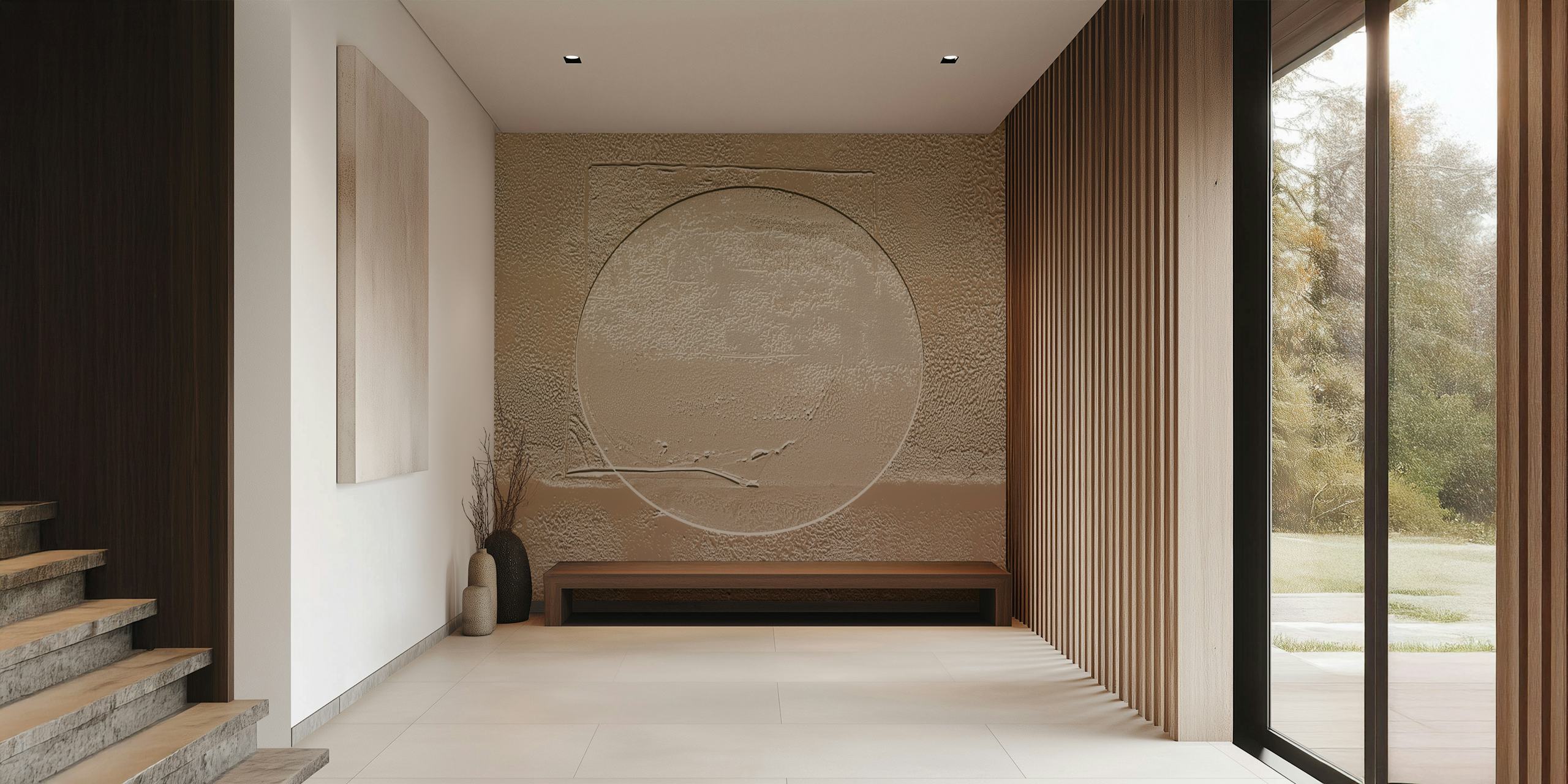 Geometric Shadow Play wallpaper displayed in a room