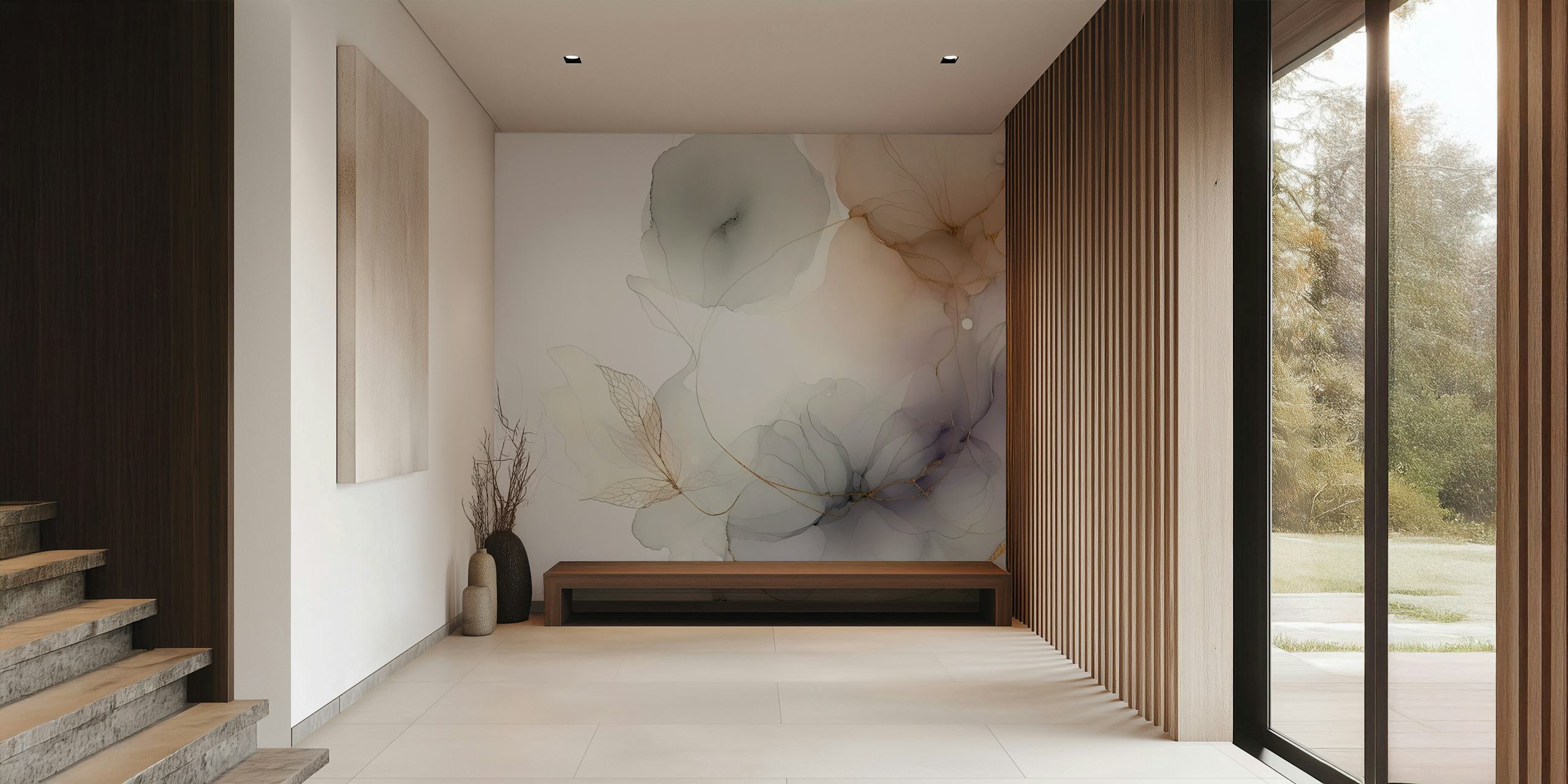 Diseño de papel tapiz Subtle Petal Dream en una habitación