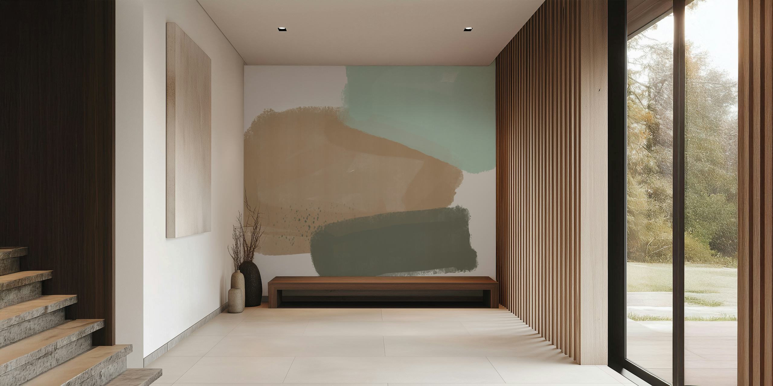 Modern Pastel Brush Strokes behang in een kamer