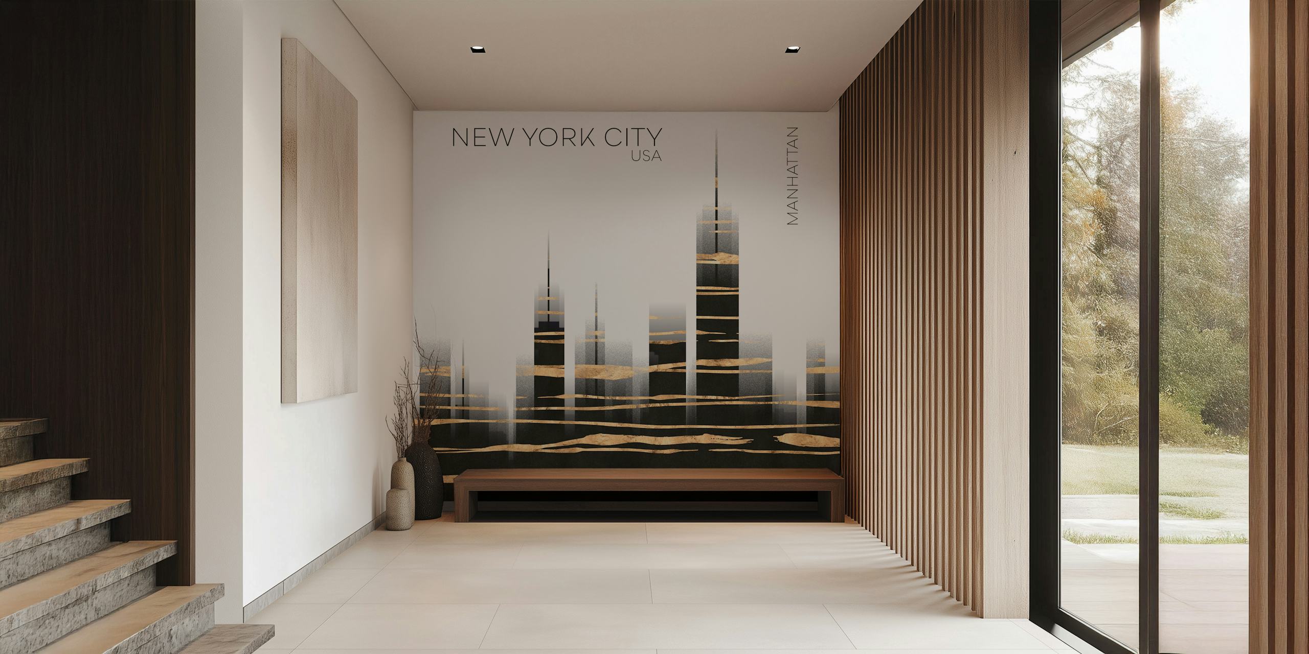 Urban Art NYC Skyline tapet i ett rum