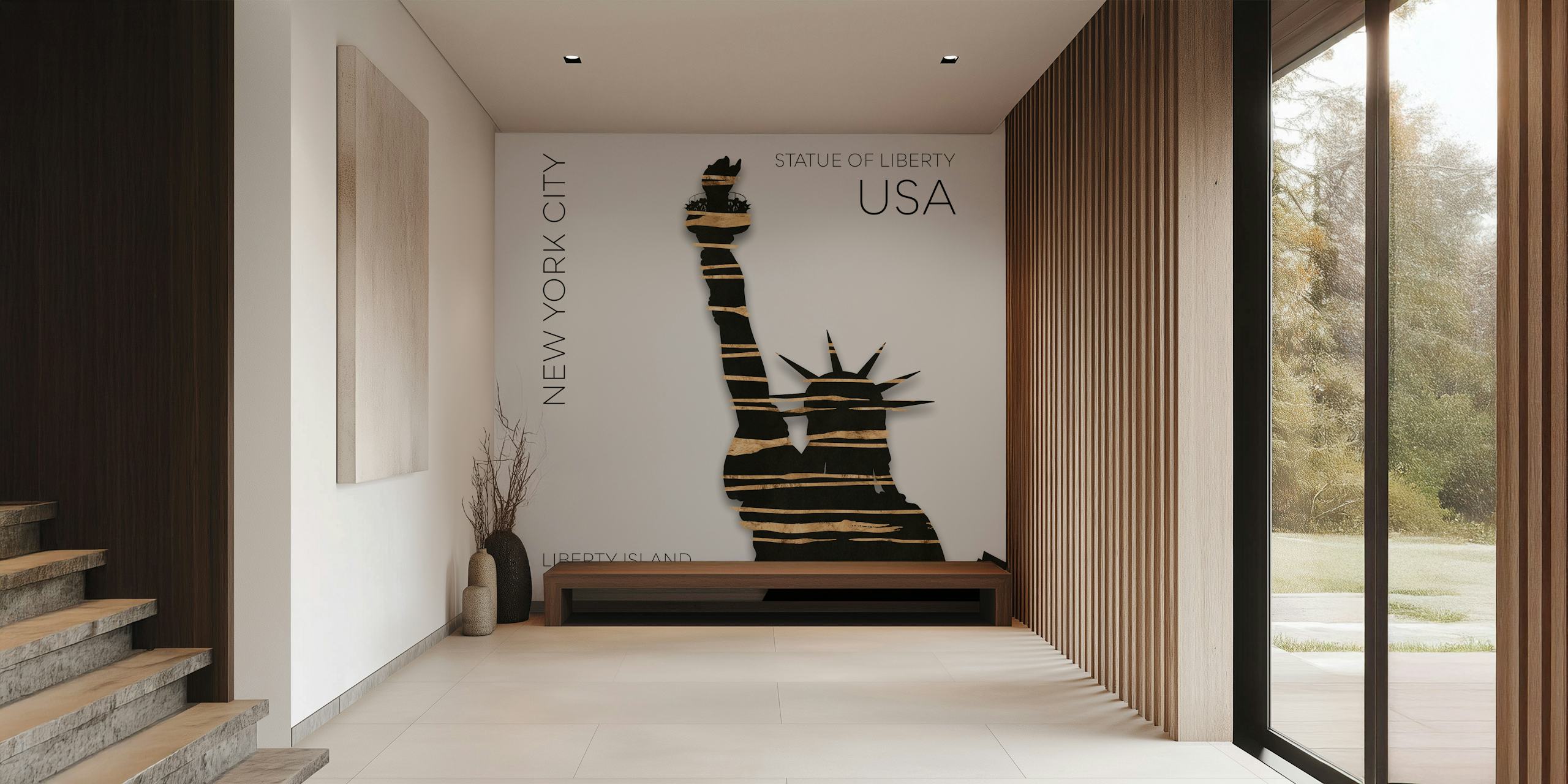 Urban Art wallpaper van Statue of Liberty in de kamer