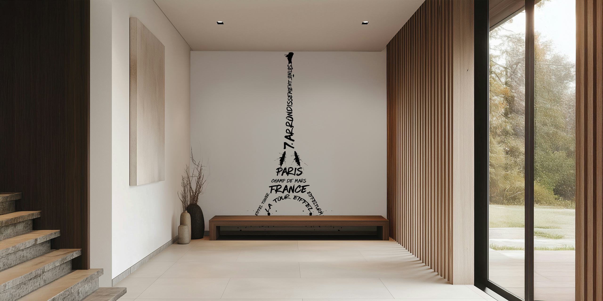 Eiffel Tower digital art wallpaper in a room
