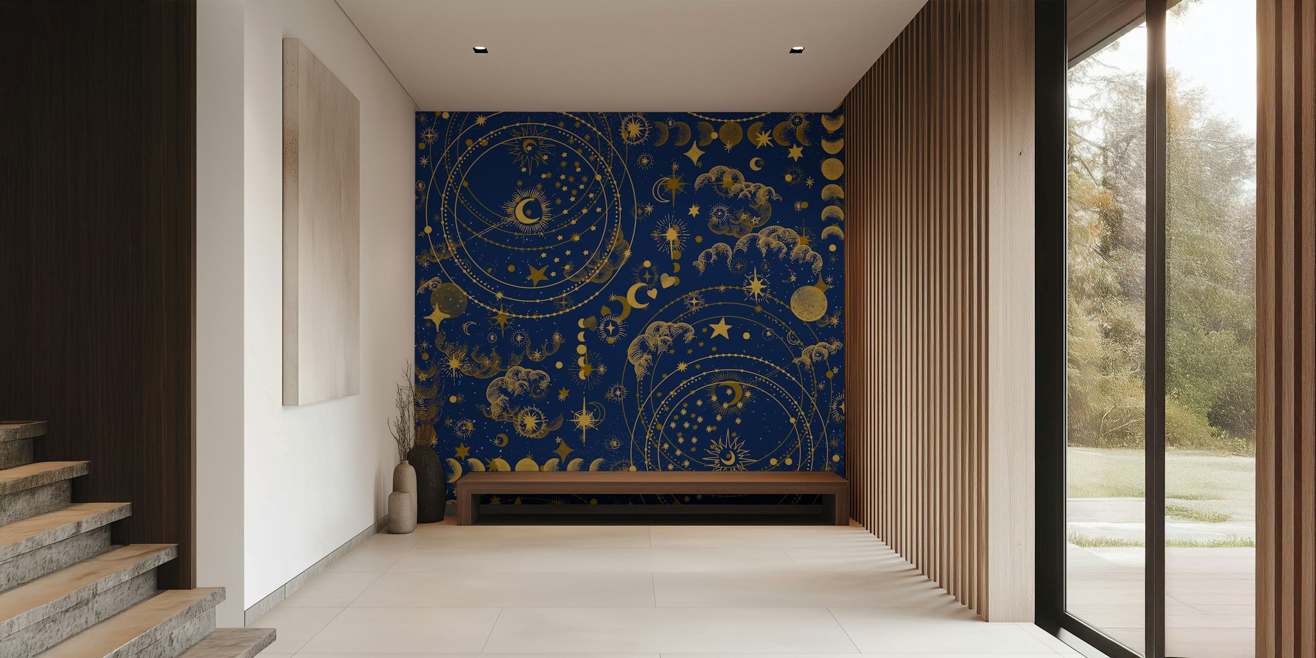 Golden Lunar Dreams wallpaper in a room