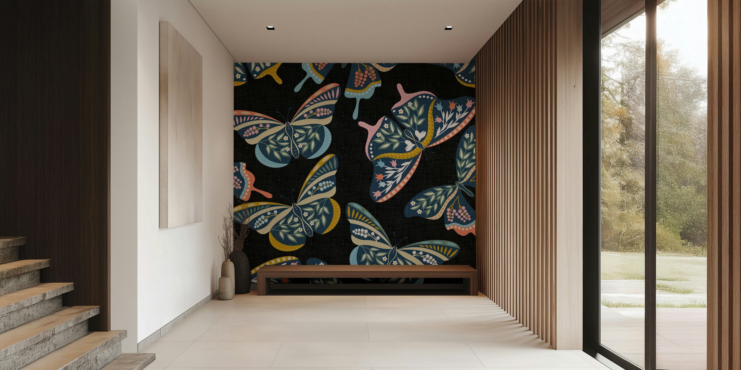 Bunte Bohemian Butterflies Tapetdesign