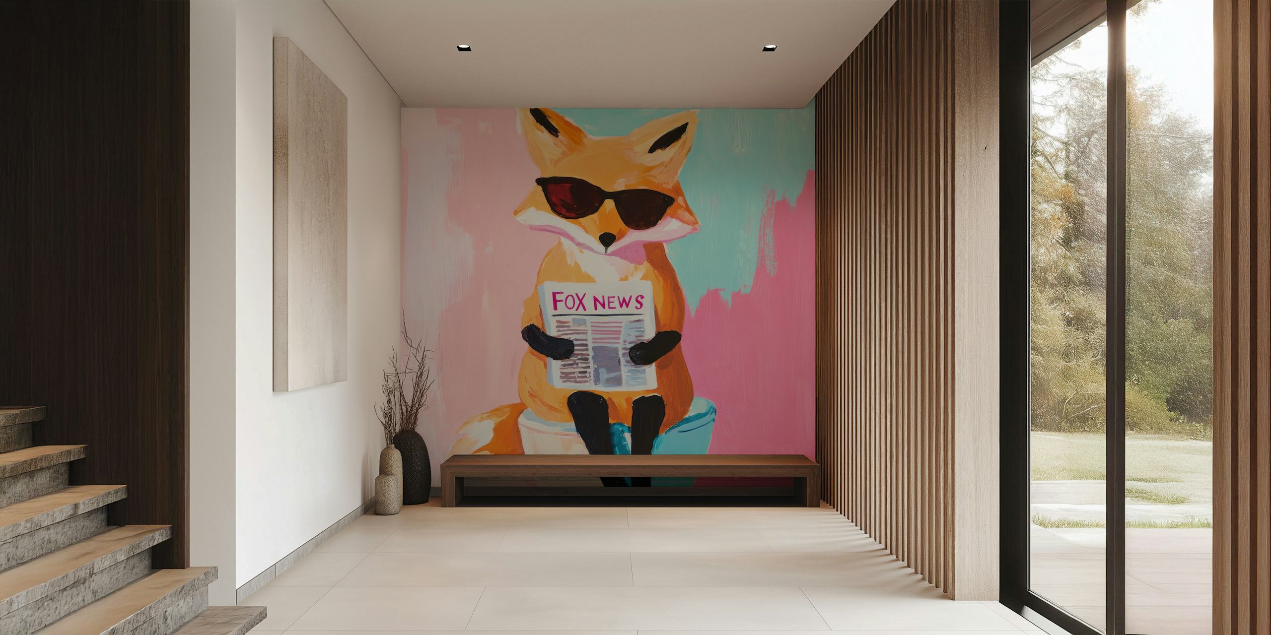 Papel pintado Chill Fox Moments en una habitación con estilo