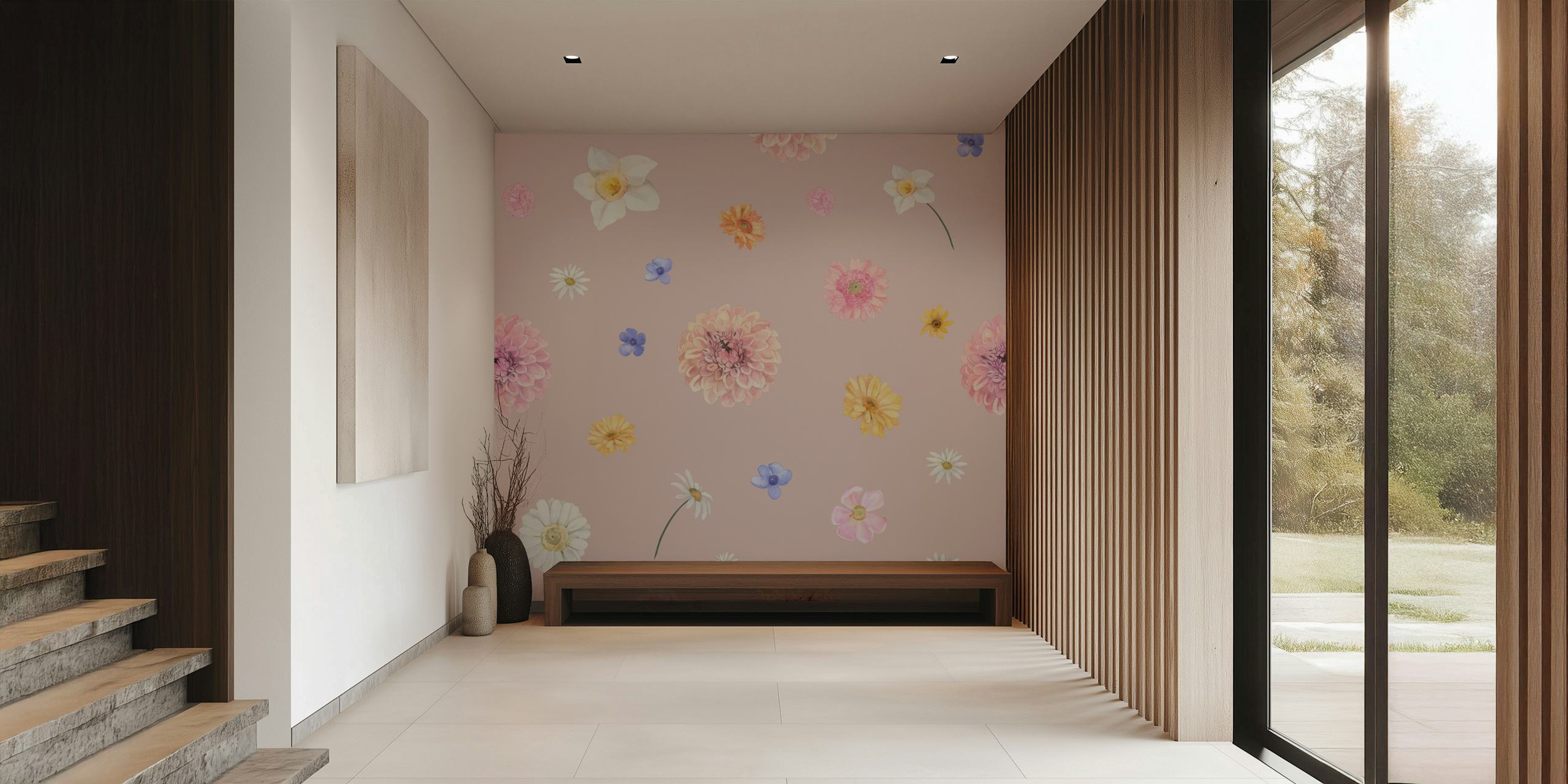 Soft Floral Rain tapet i et rom