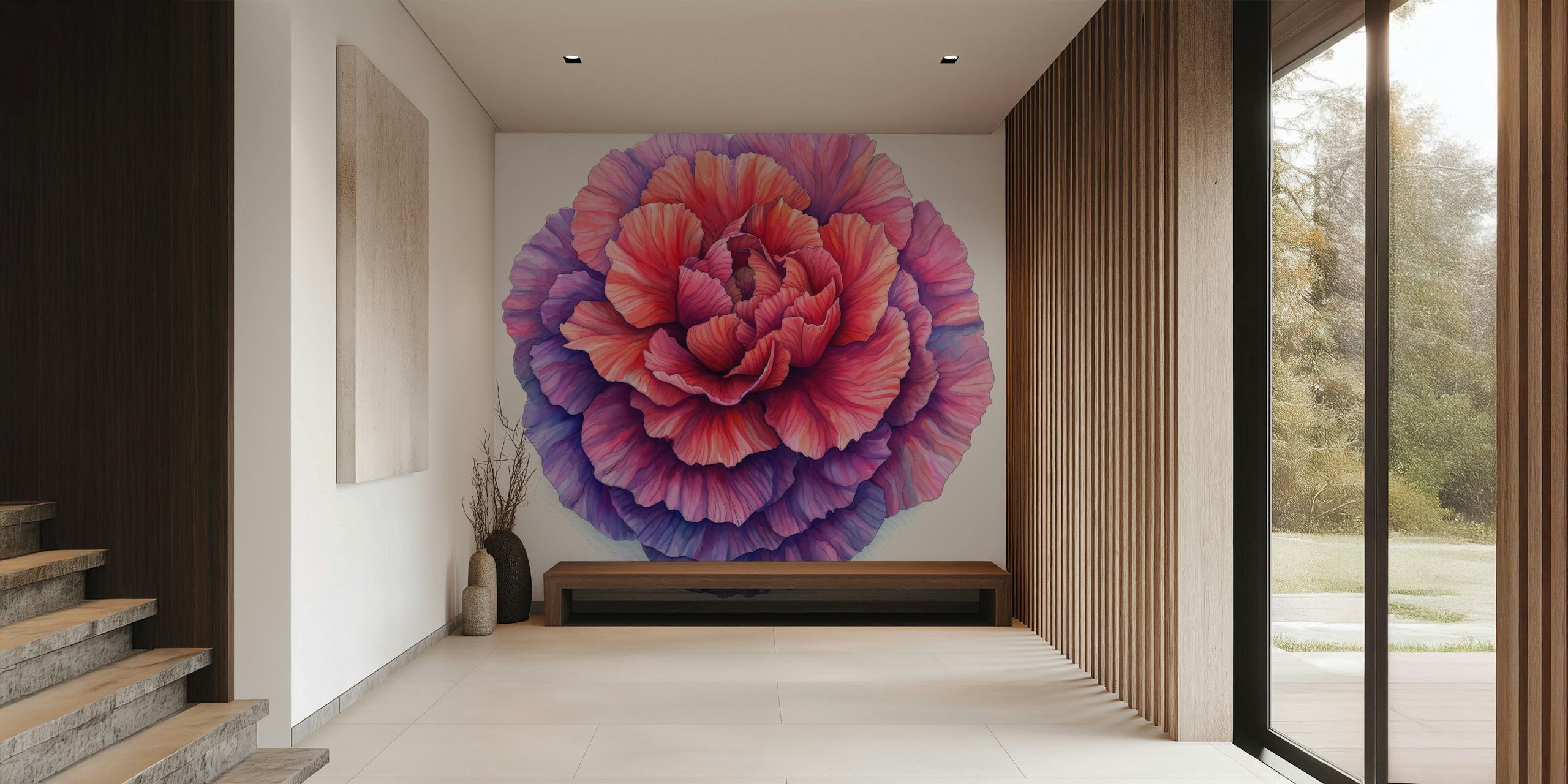 Carnation Bloom wallpaper in een stijlvolle kamer