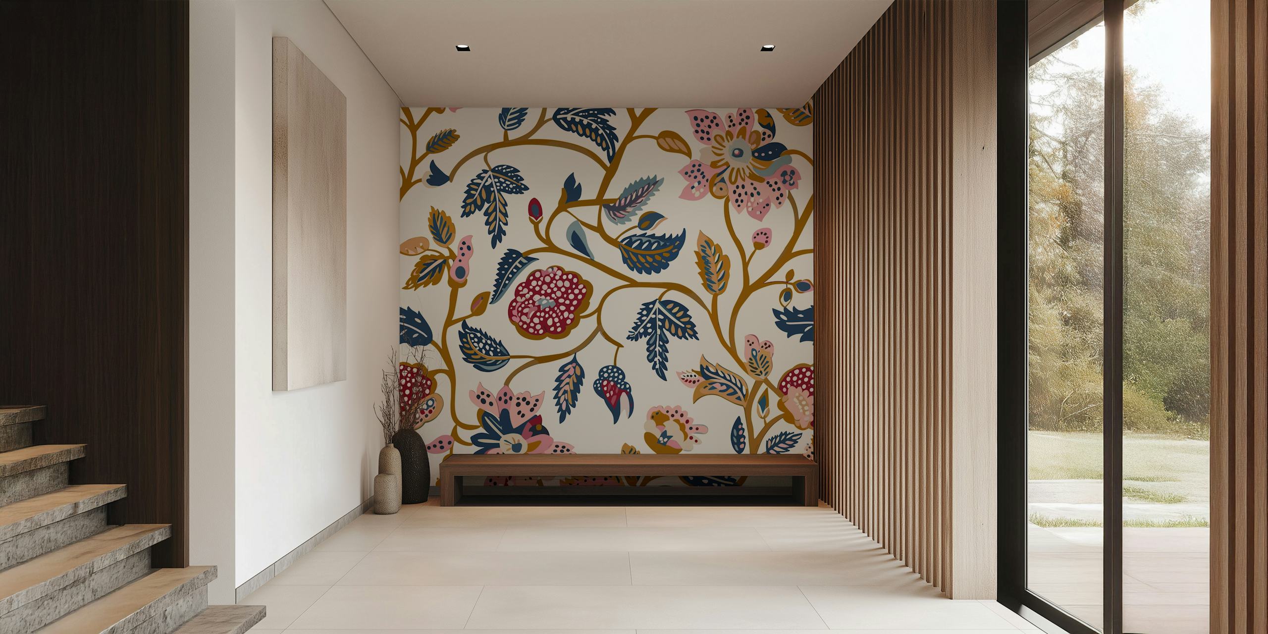 Indian Ornamental Botanica wallpaper in a room