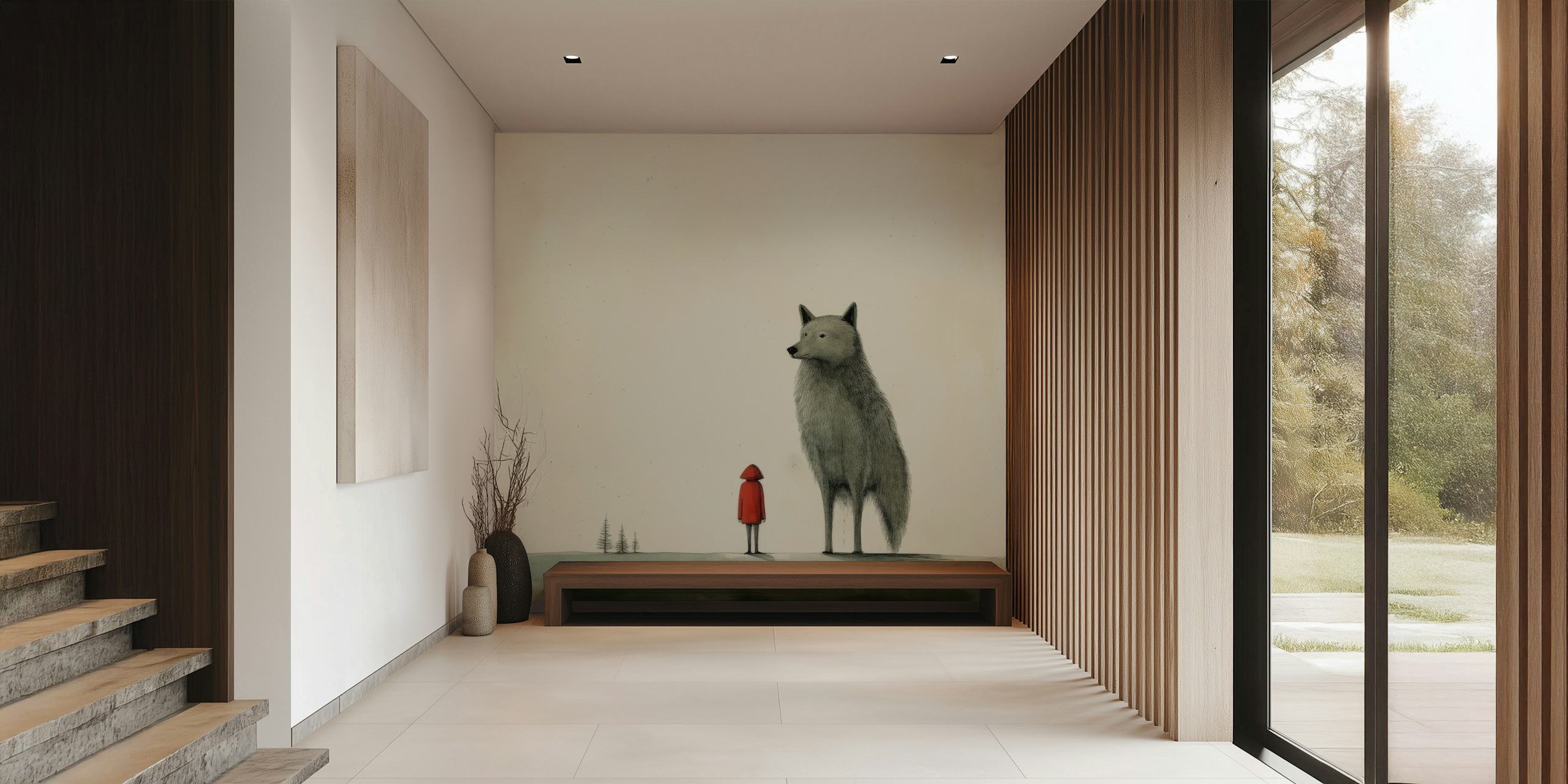 The Minimal Wolf wallpaper design in a room