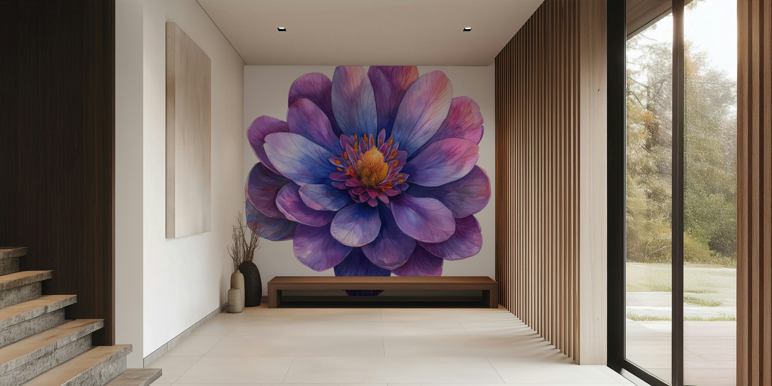 Ice Plant Bloom wallpaper in a room setting