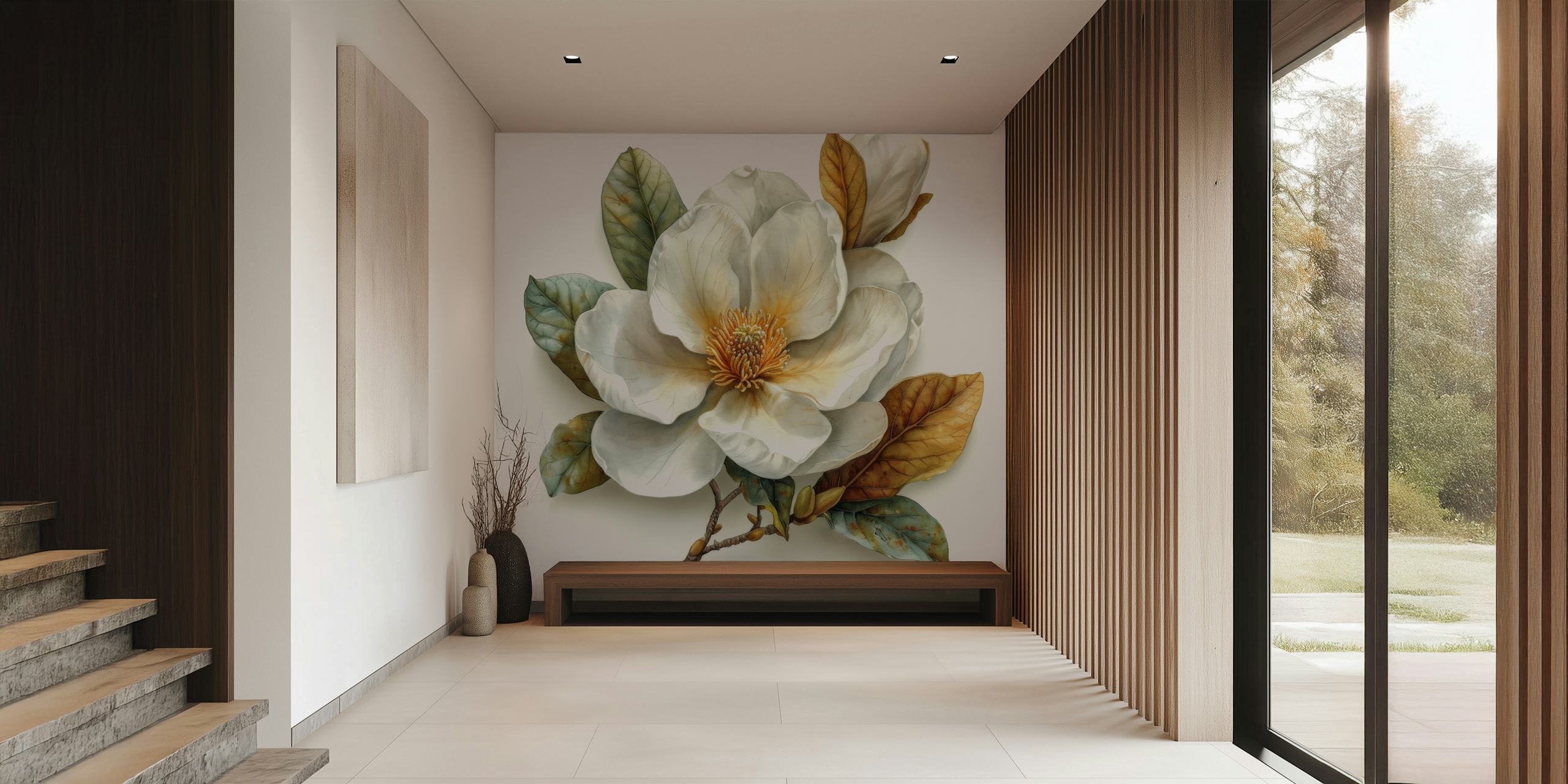 Σχέδιο ταπετσαρίας Magnolia Bloom σε ένα δωμάτιο