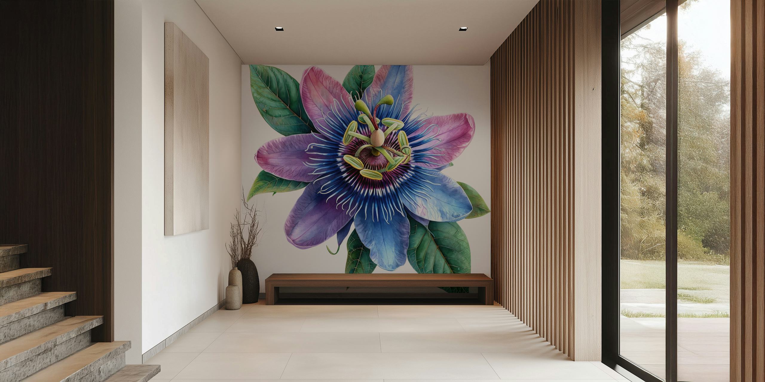 Ταπετσαρία Passion Bloom σε ρύθμιση δωματίου