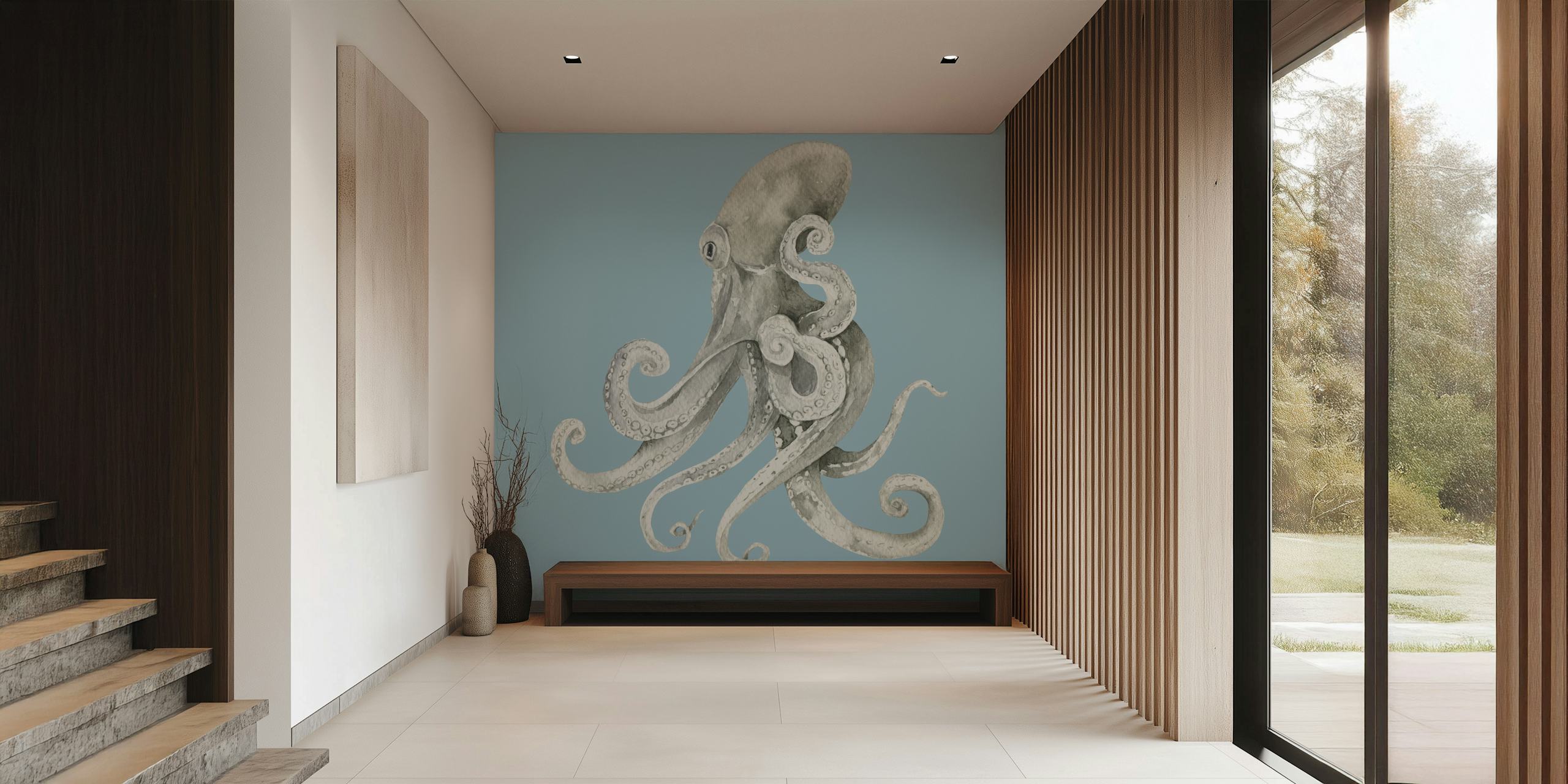 Common Octopus wallpaper in a modern room