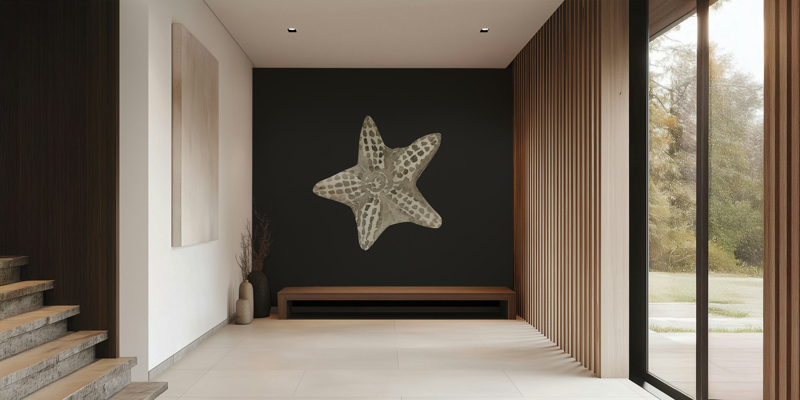 Ocean starfish illustration wallpaper in a room