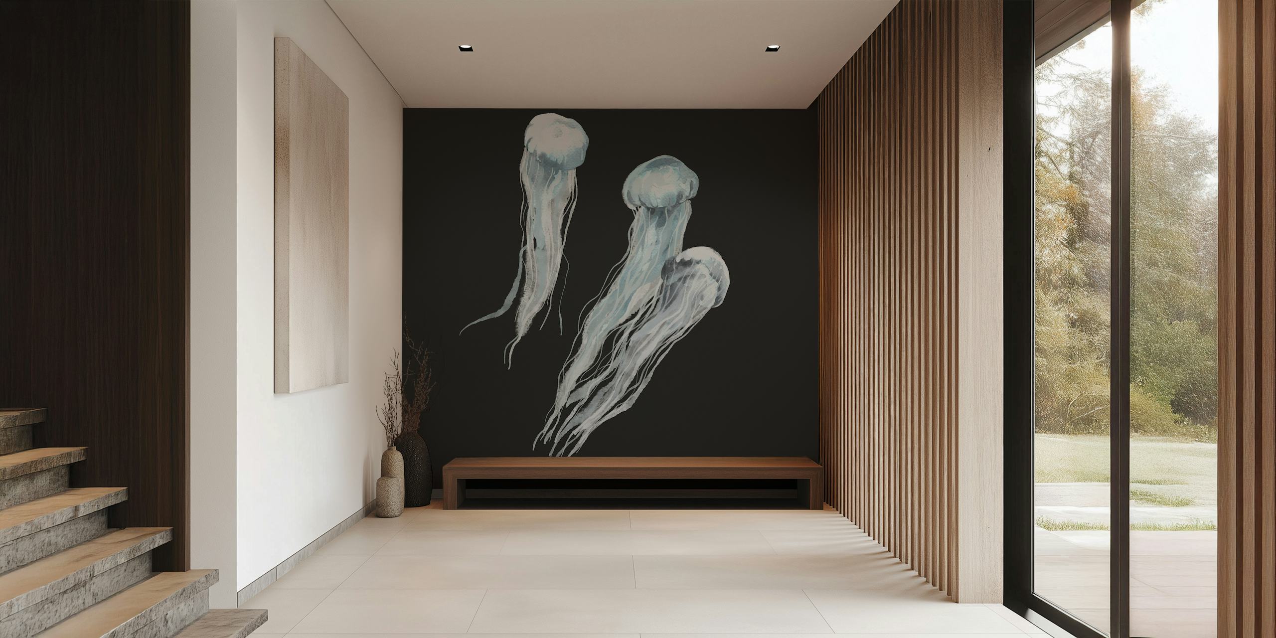 Jellyfish in motion wallpaper in a room