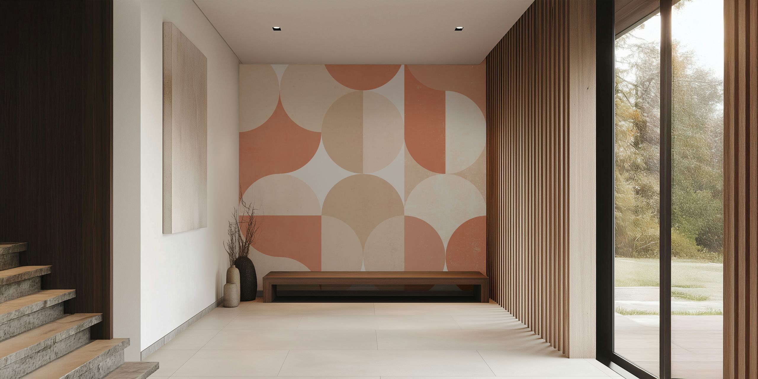 Muted Warm Tones Circles tapetti huoneessa