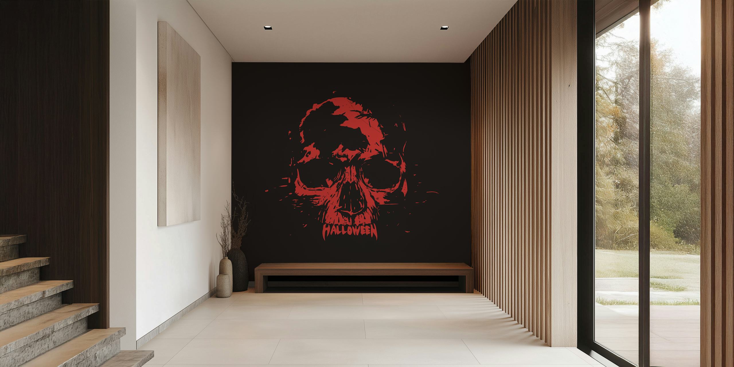 Ταπετσαρία Halloween Skull σε ένα δωμάτιο