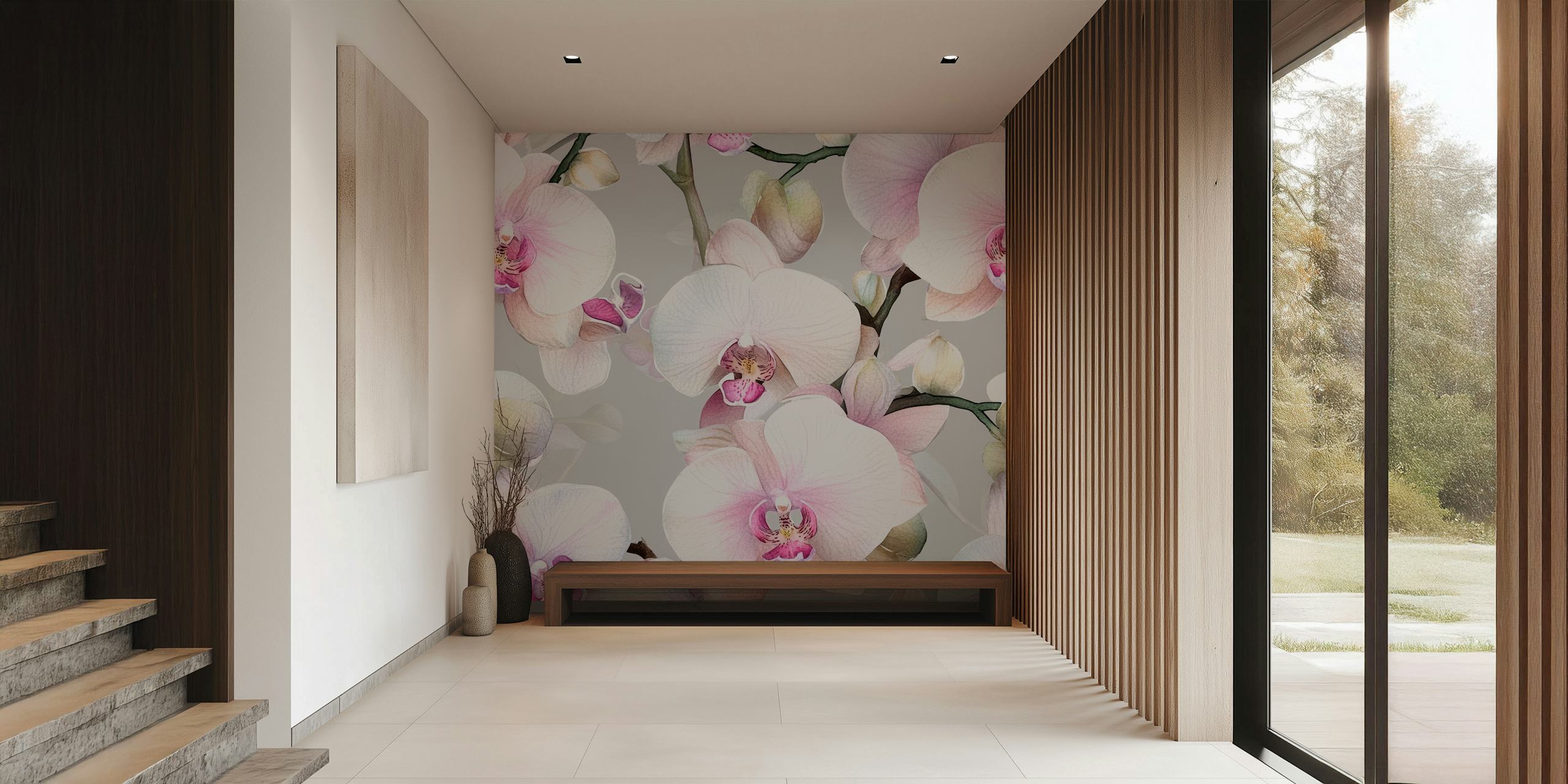 Elegance of the orchid wallpaper in a room