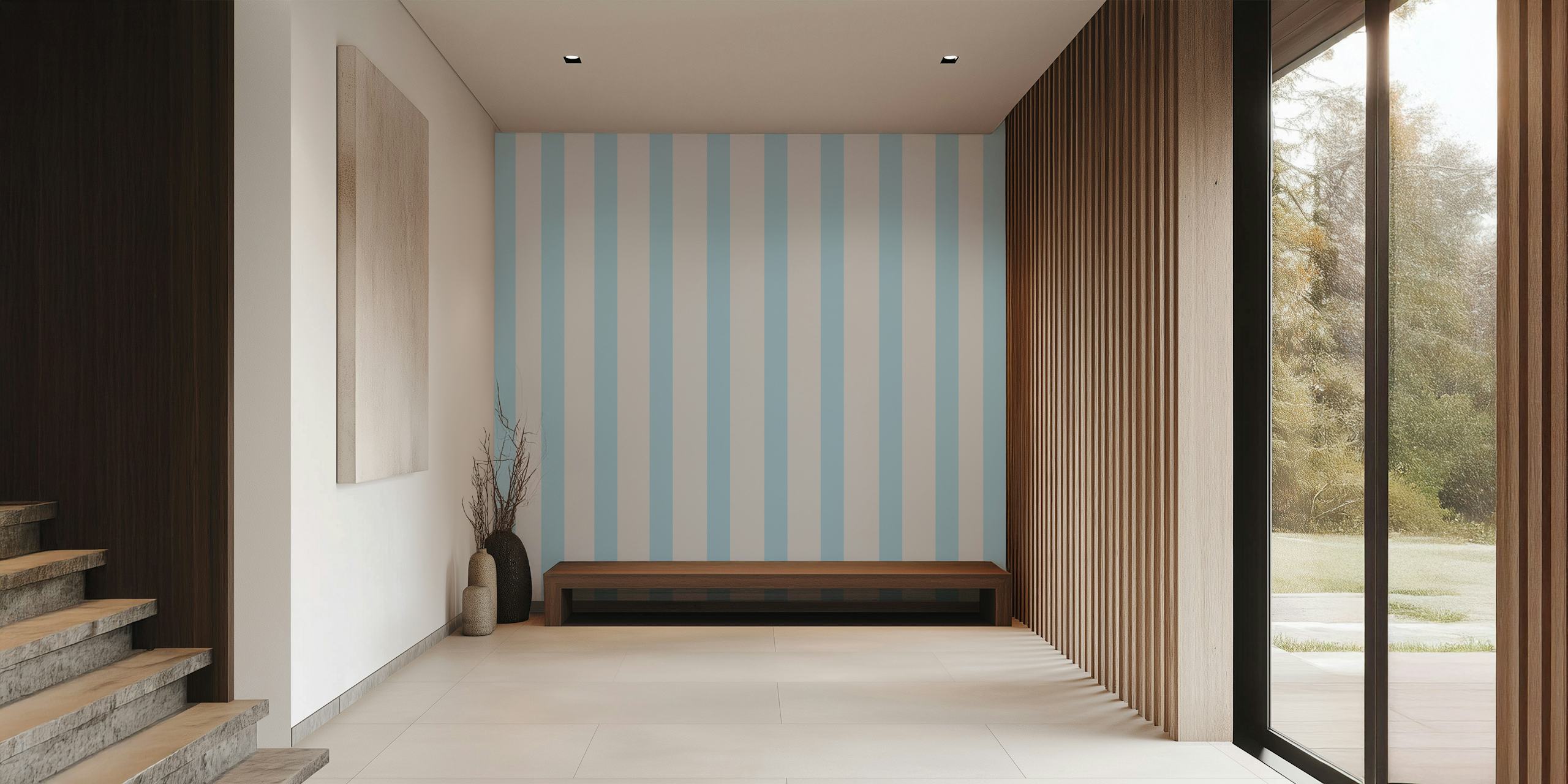 Blue stripes on white background wallpaper