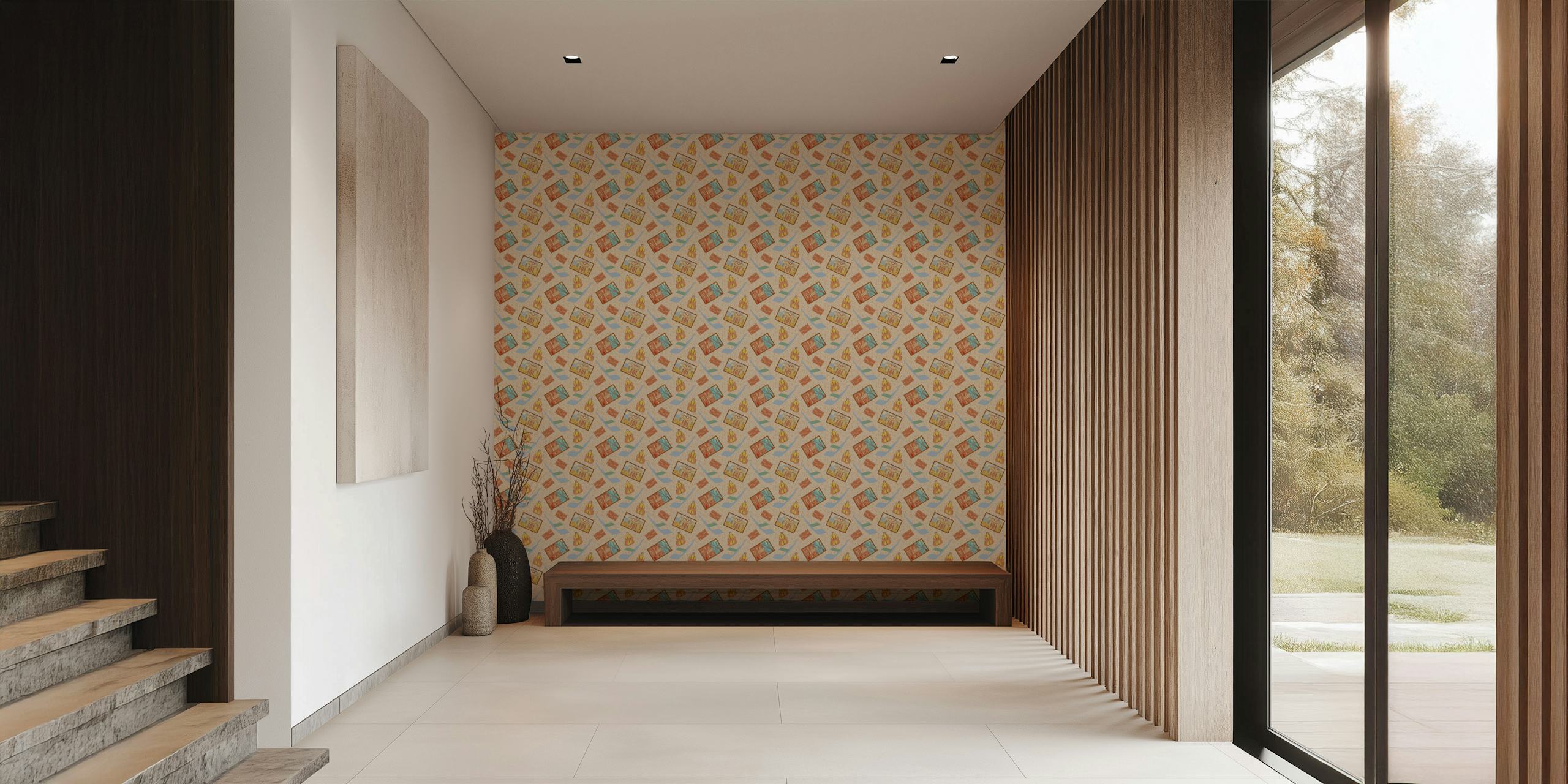 Enjoy Every Mile travel-themed wallpaper in a room