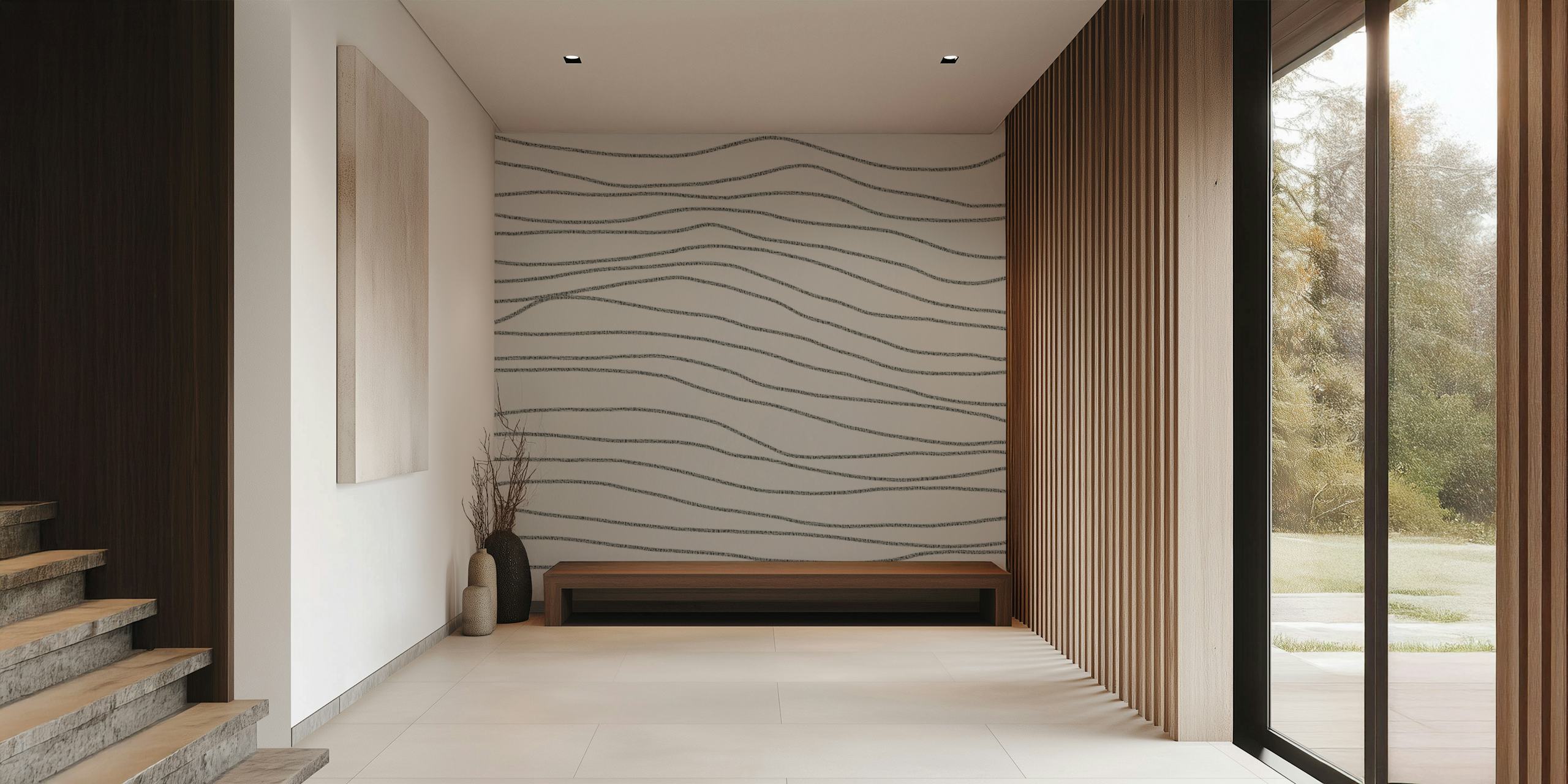 Minimalist wallpaper with charcoal lines on light neutral background