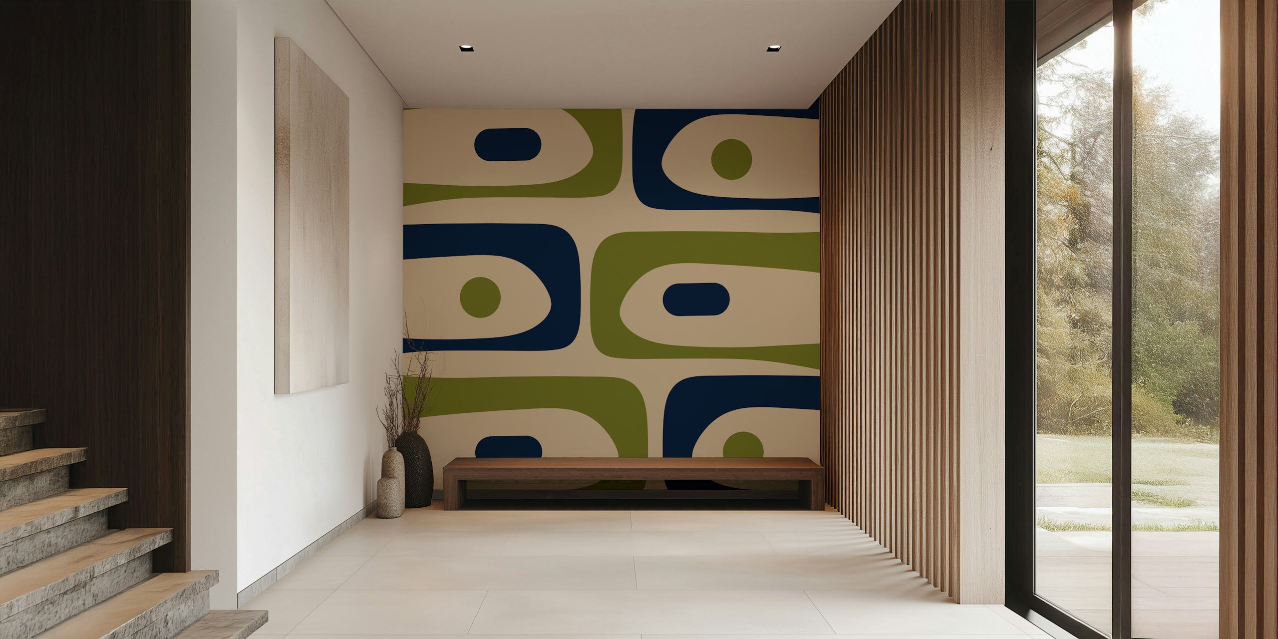 Mid Century Modern Minimalist Piquet Retro wallpaper in a room