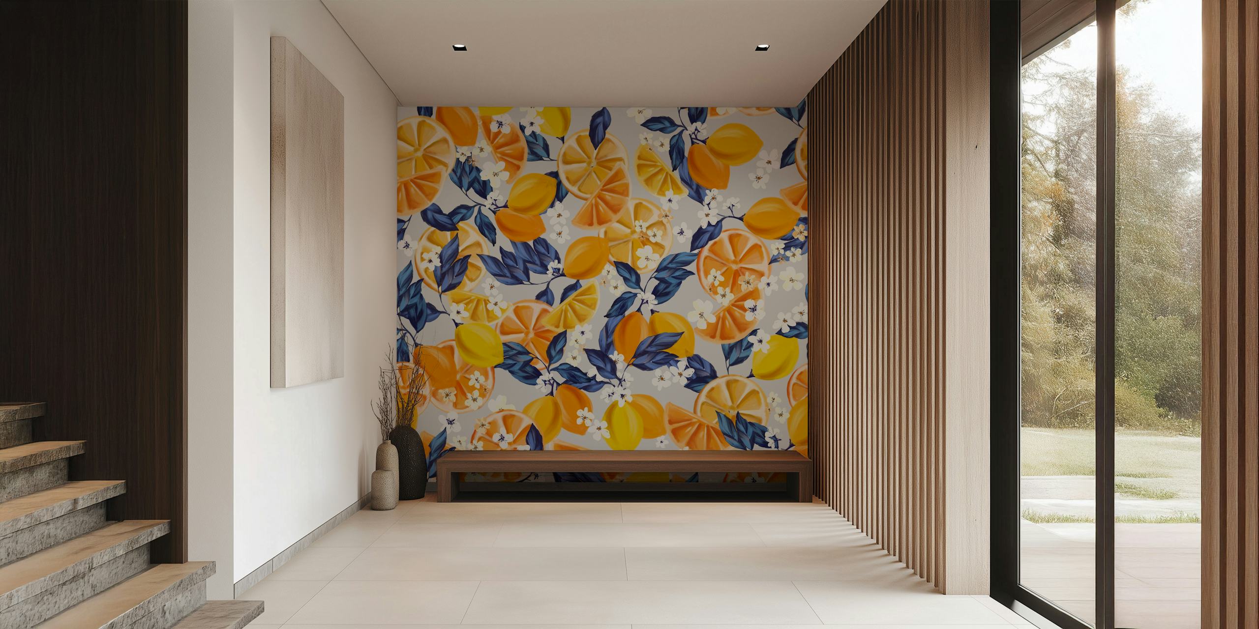 Lemon Garden 002 wandbekleding ontwerp in een kamer