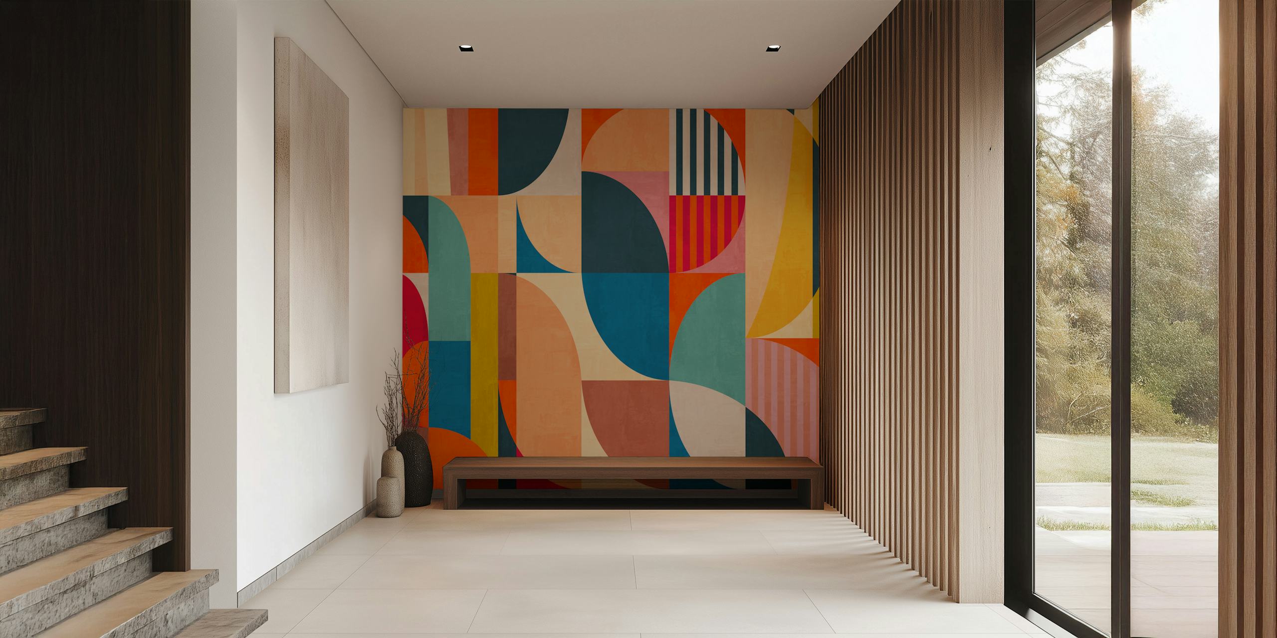 Tapeta Geometric Color Flow prezentowana w pomieszczeniu