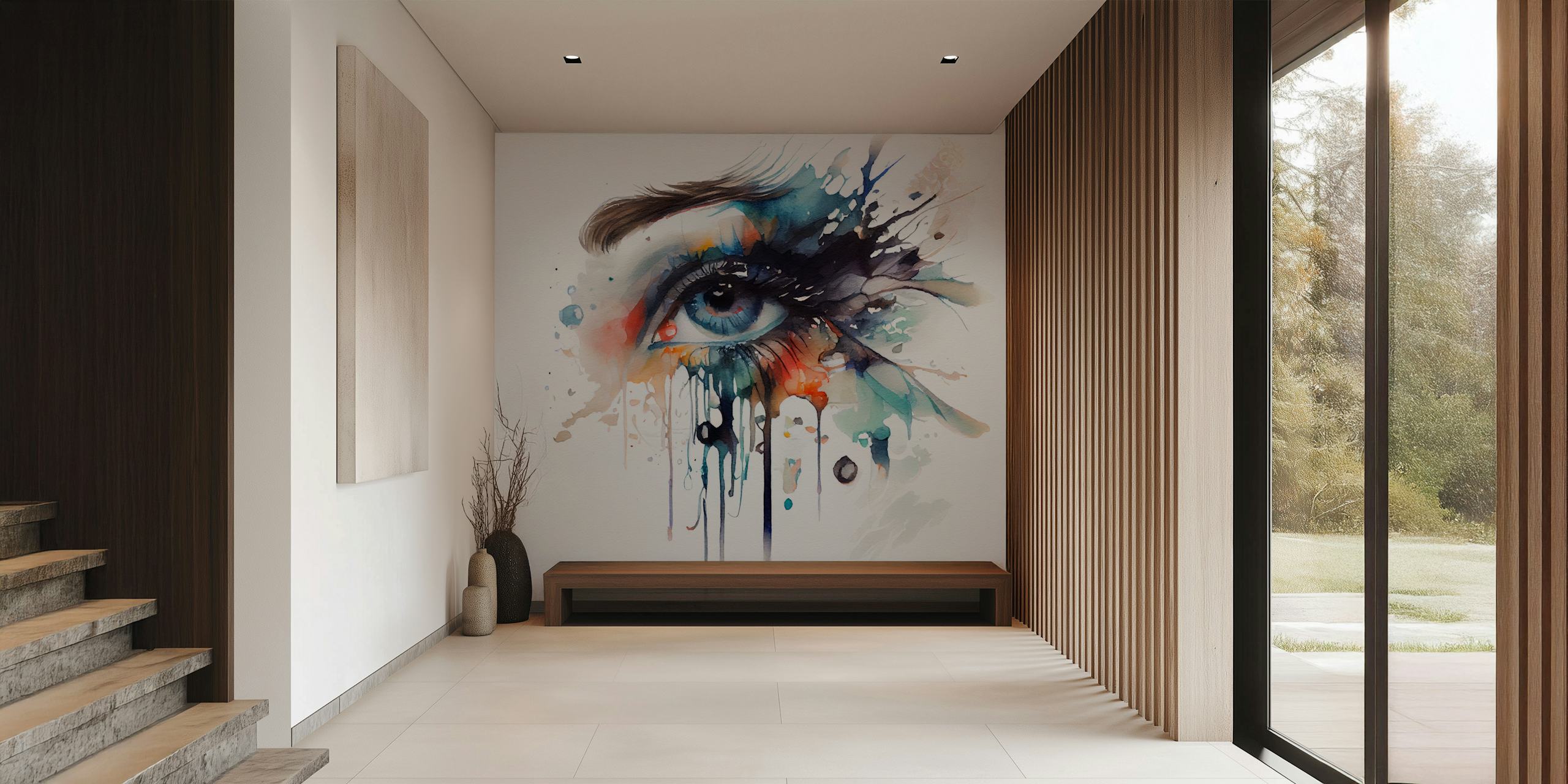 Aqua Gaze Watercolor Eye Portrait wallpaper