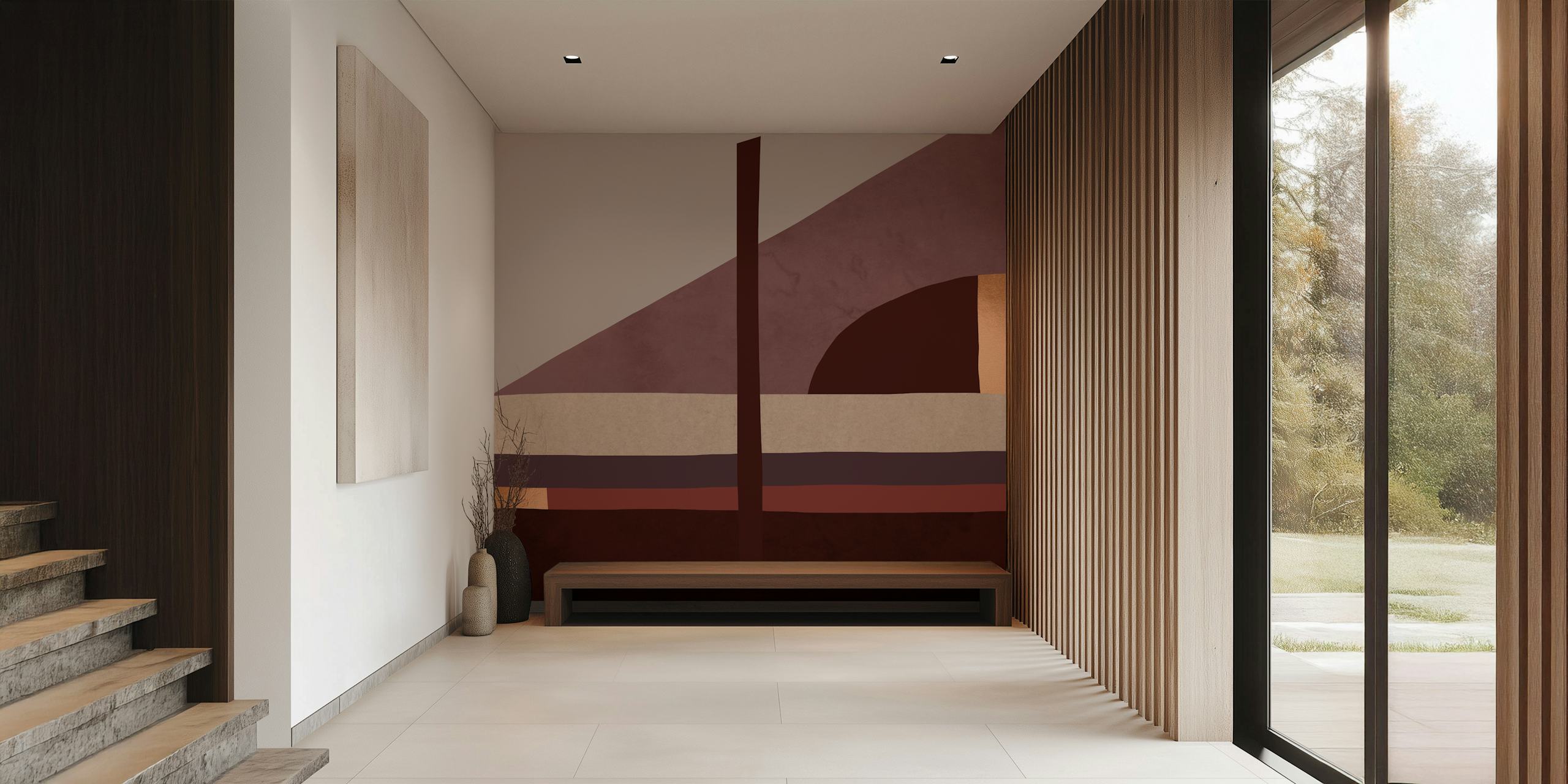 Geometric shapes in brown, beige, and muted colors wallpaper