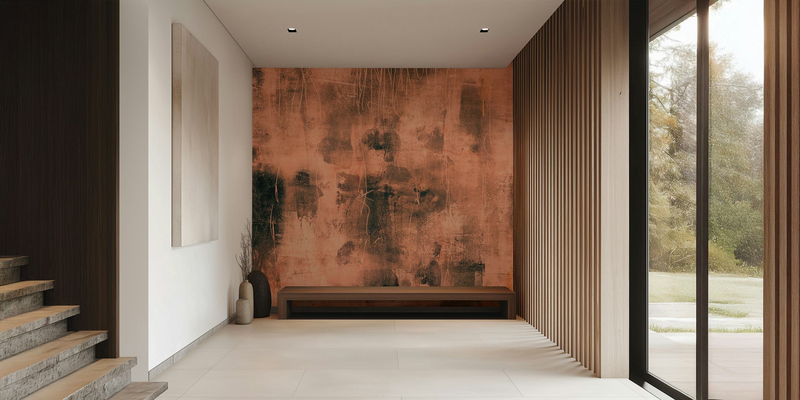 Abstract orange and black textured wallpaper