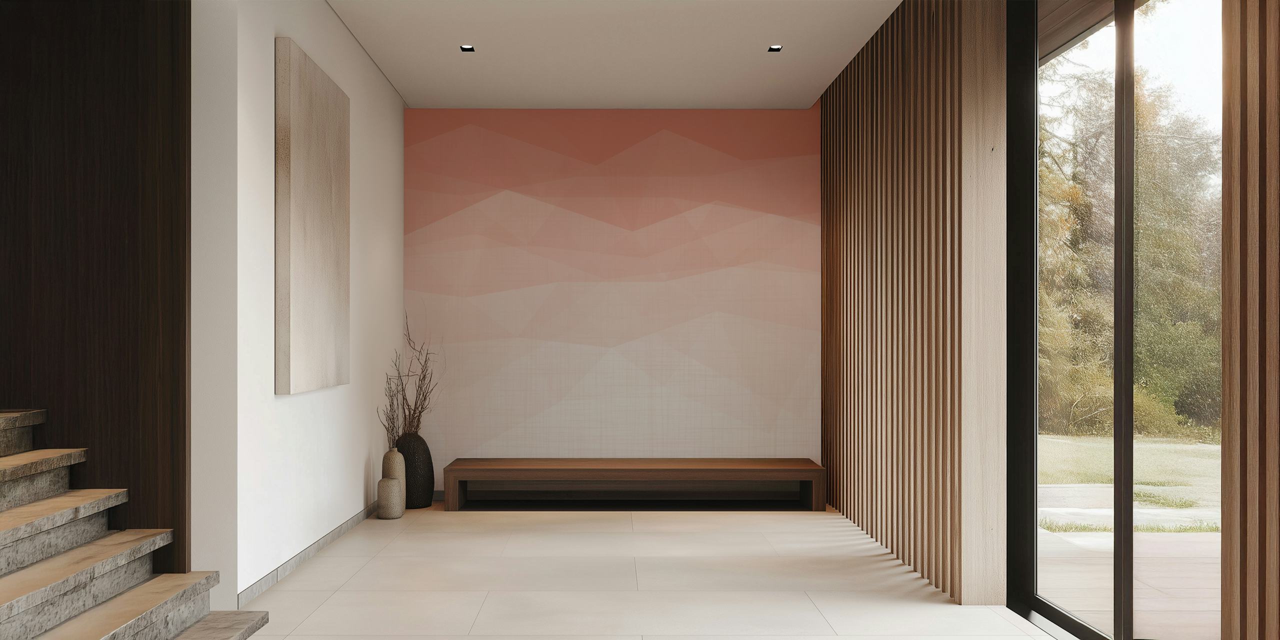 Geometric peach triangles with muted tones wallpaper