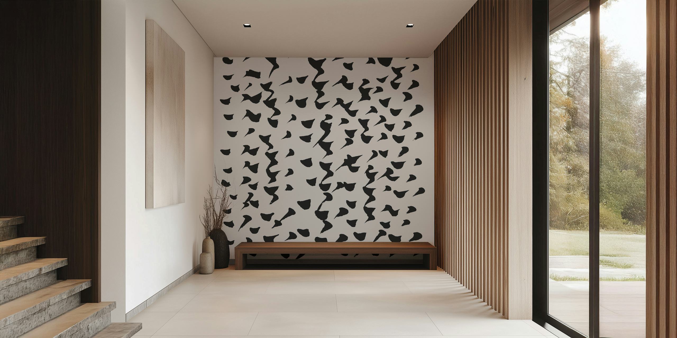 Black abstract shapes pattern wallpaper.