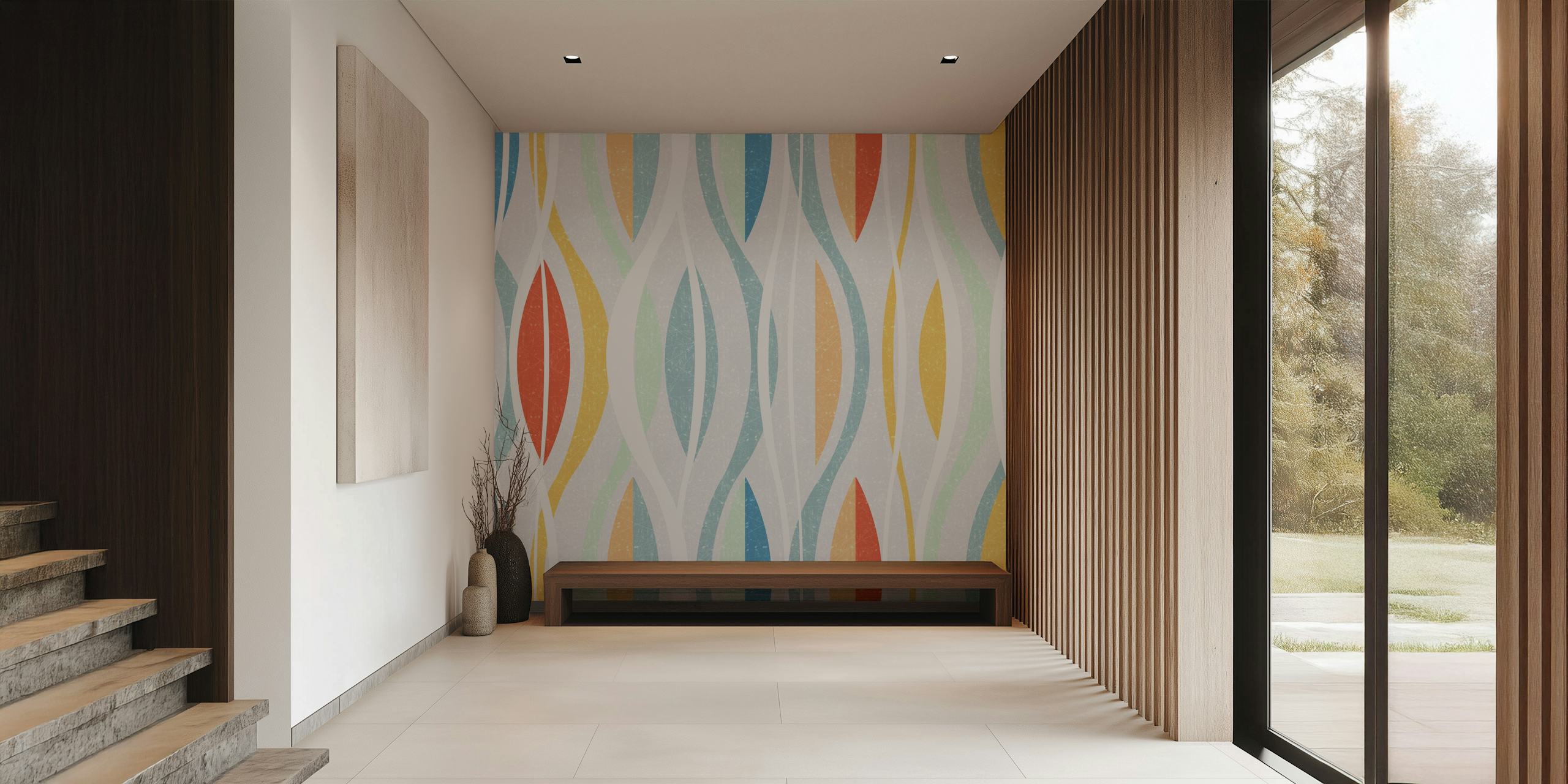 Colorful wavy pattern in pastel shades wallpaper