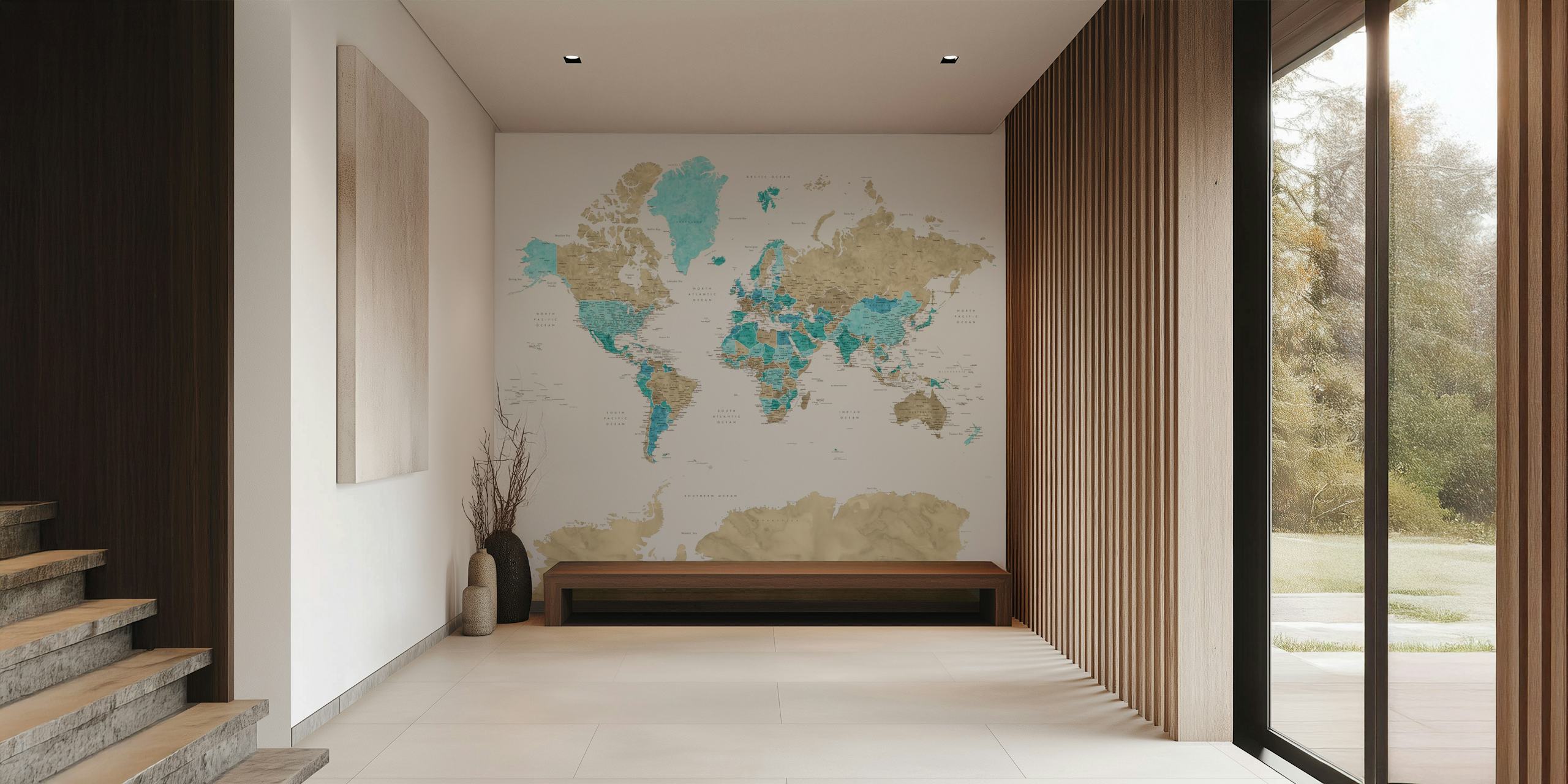 World map wallpaper featuring Antarctica