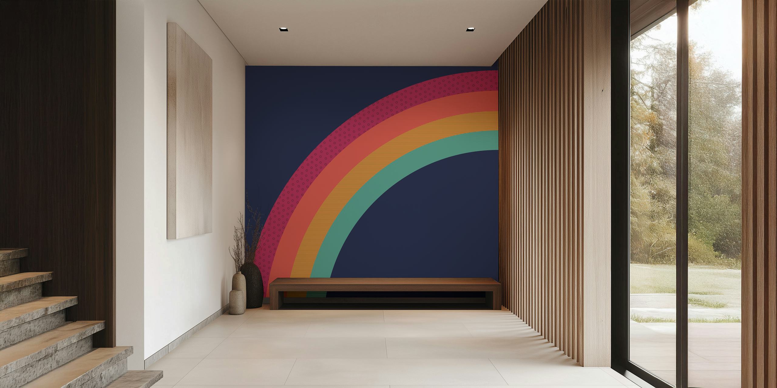 Vintage Rainbow Tapete in einem Raum angezeigt