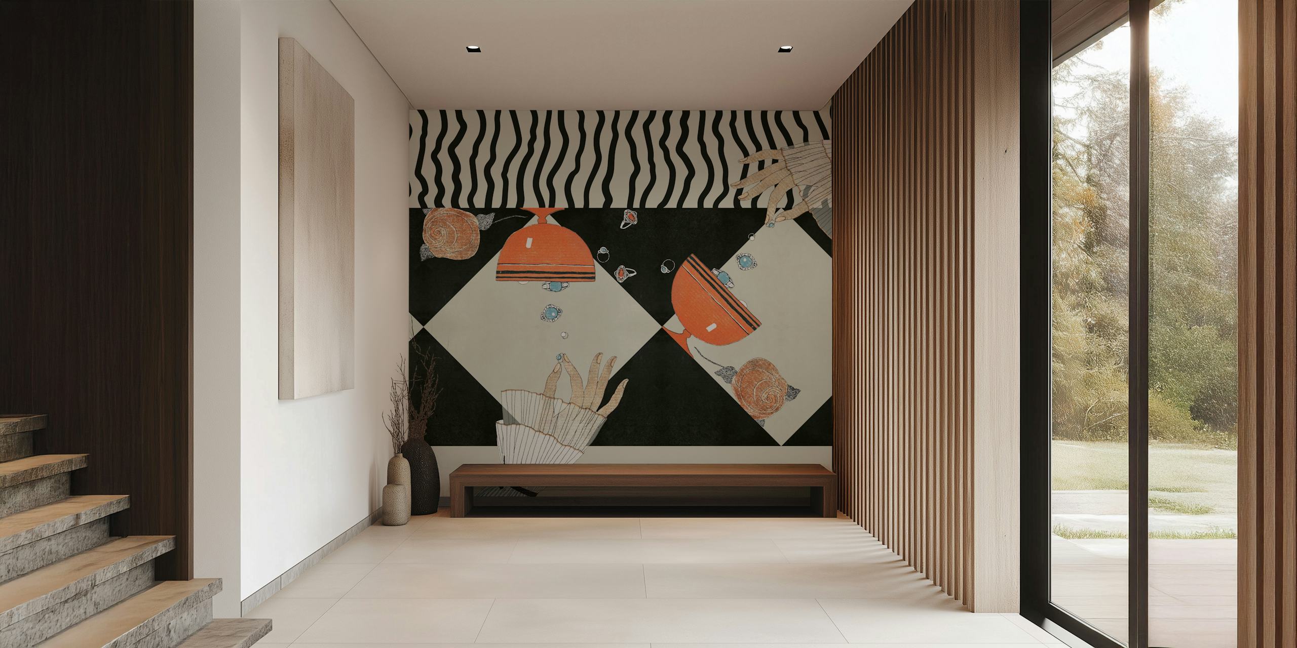 Dada Art Wallpaper Displayed In A Room