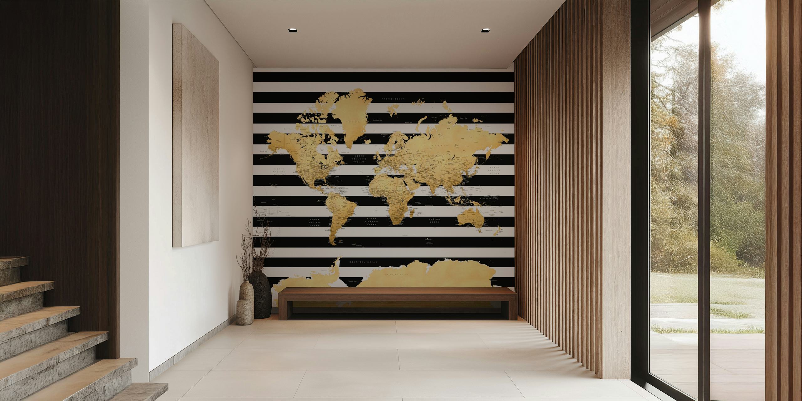 World Map Antarctica Harper wallpaper in a room