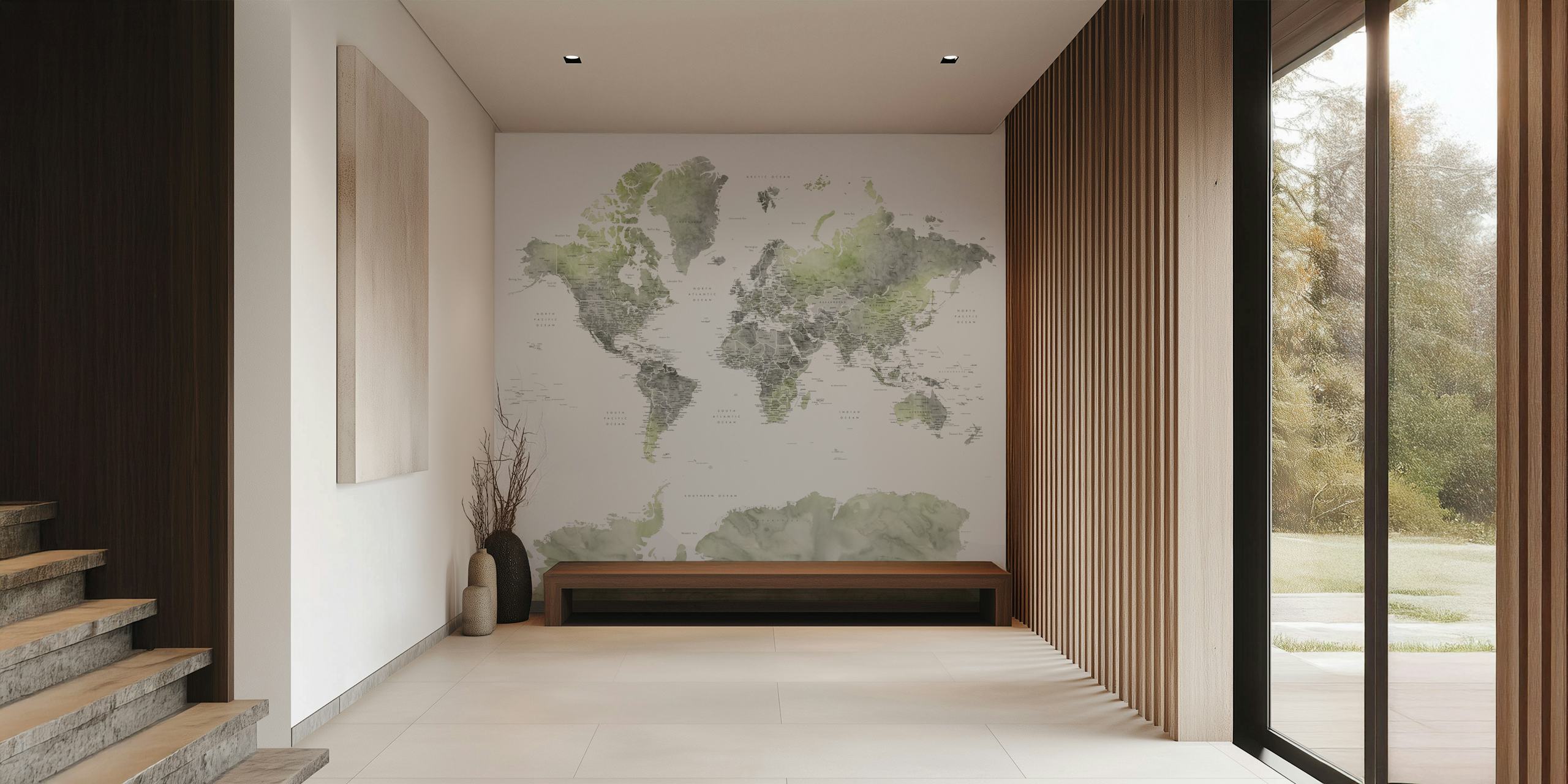 World map wallpaper featuring Antarctica design